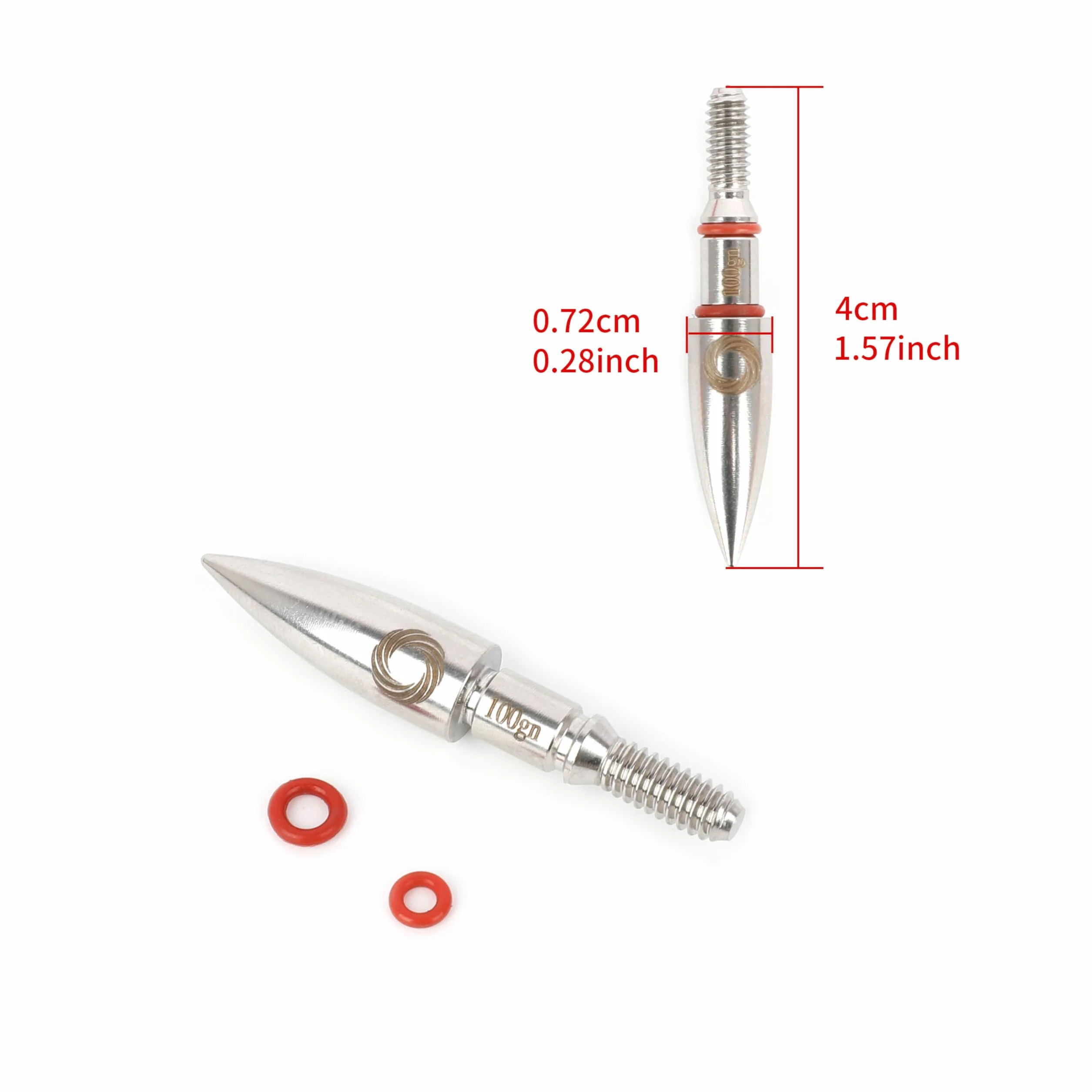 24pcs Pointes de flèche pour Le tir à l'arc,Pointes de flèche en Acier allié,Contrepoids Pointes de flèche 100 Grains Tête de flèche à Visser avec Joint O en Caoutchouc
