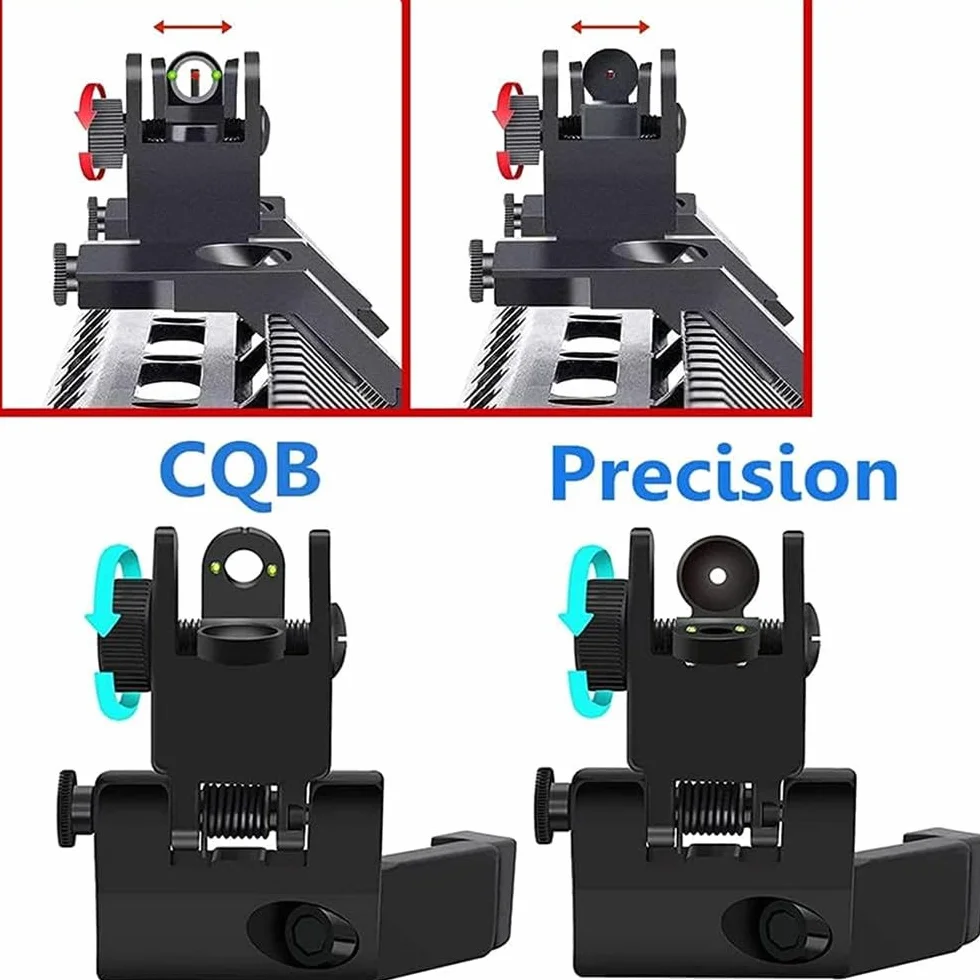 Folding 45 Degree Quick Conversion BUIS Optic Iron Sight for AR15 Front and Rear Wheels with Adjustment Tool