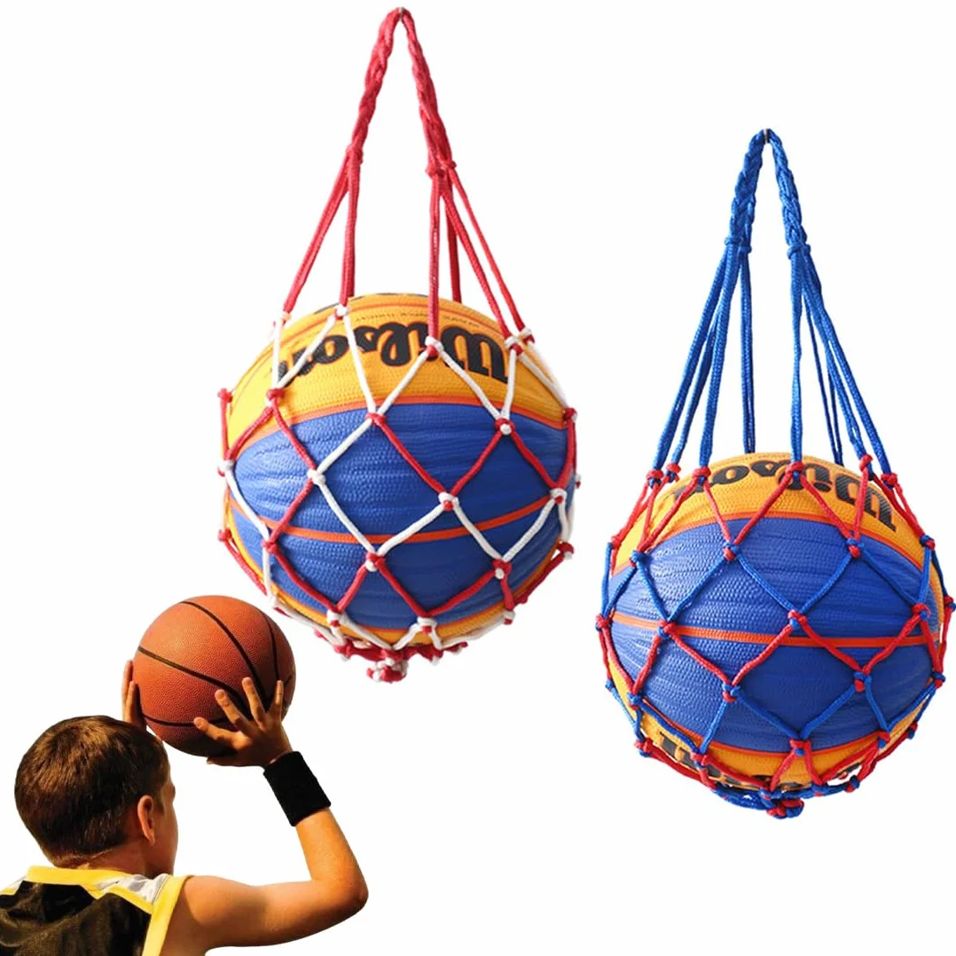 Sac à Ballons de Foot Grande Capacité, Lot De 2 Filets À Balles Portables, Filet Ballon De Foot, Sac Ballon De Basket, Filets De Balle Portables, Robuste pour Rugby et Volley-Ball