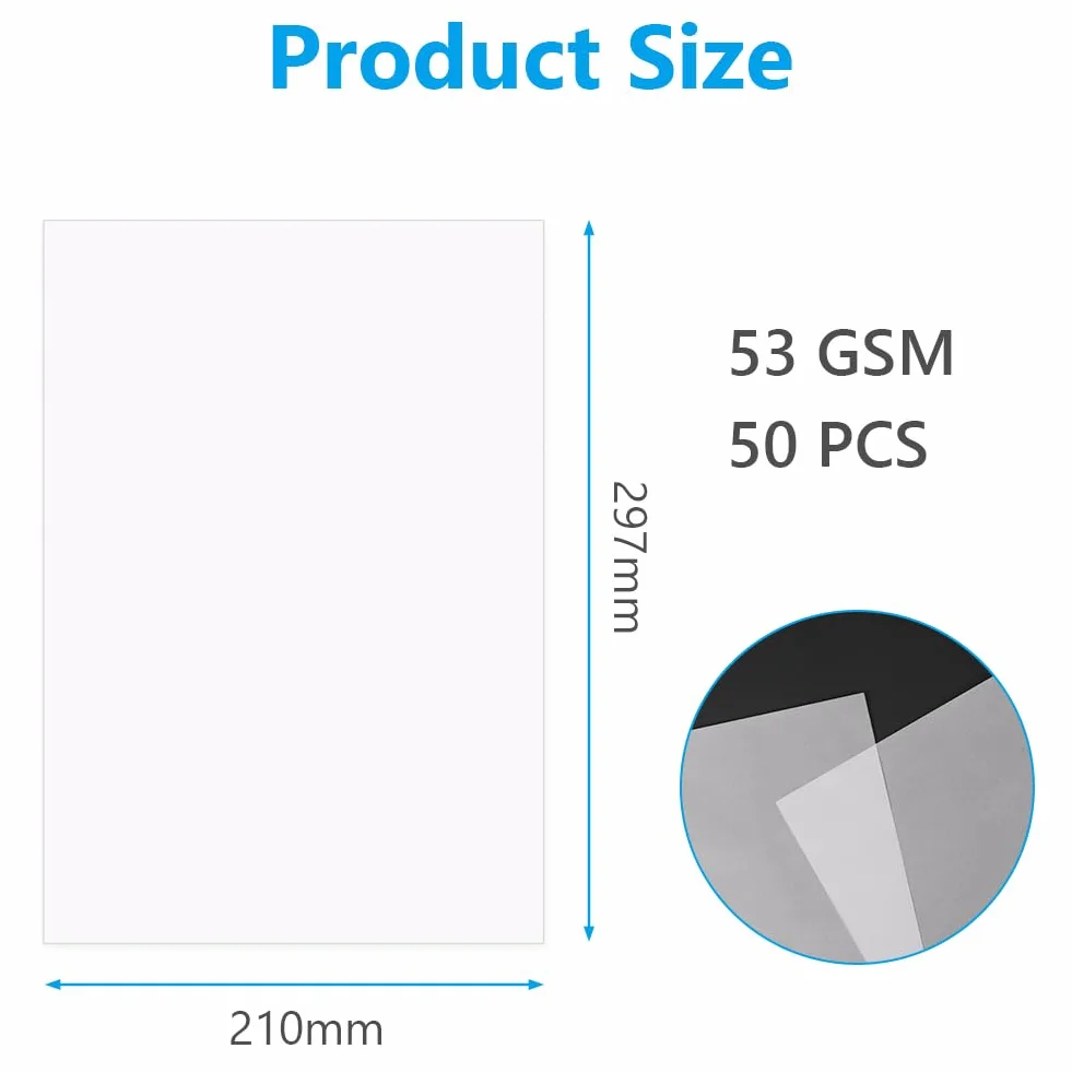 Papier Calque A4 210x297mm 53g/m² Transparent Imprimable pour Patron Couture Dessin Scrapbooking