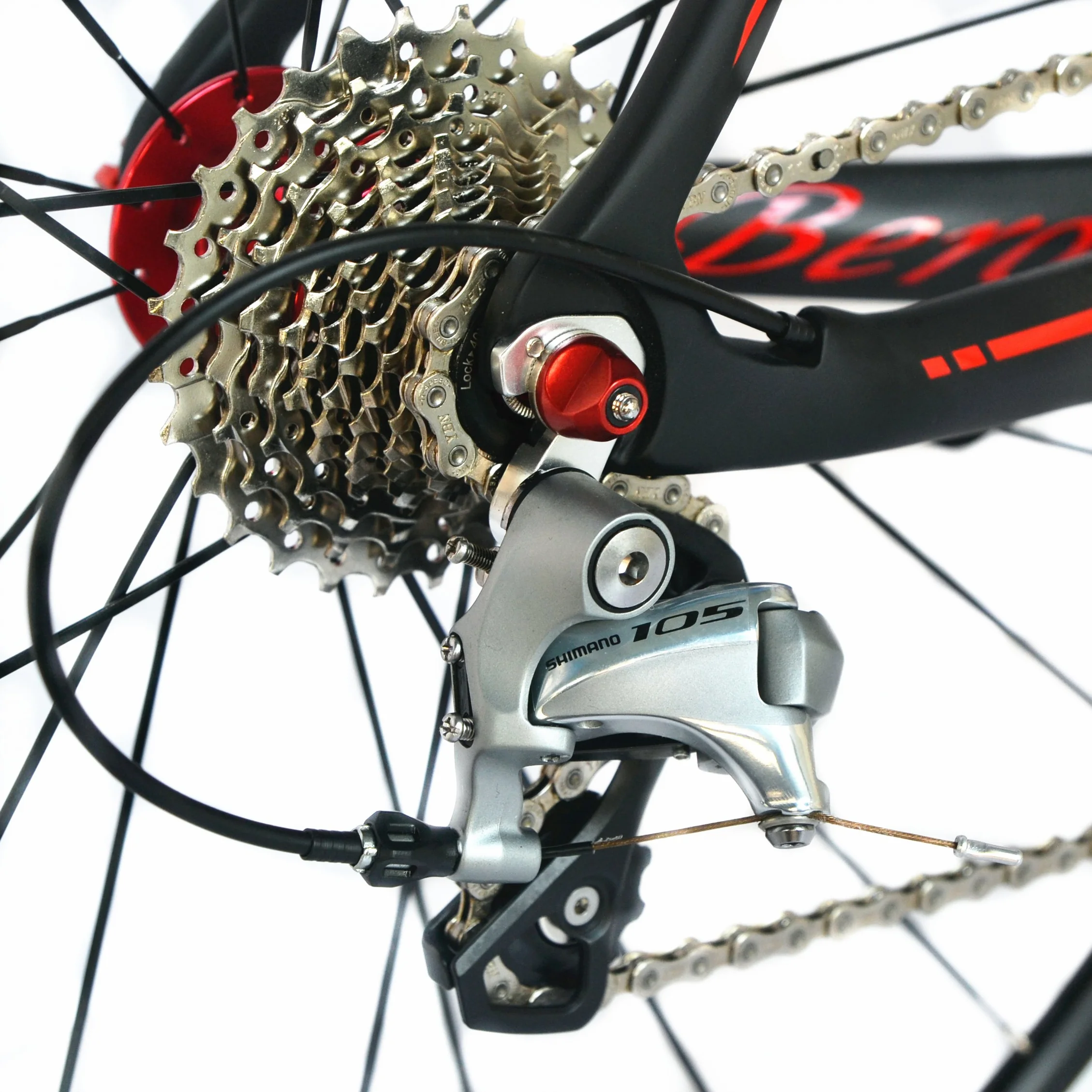 Shimano 105 700C Vélo de Route Carbone T800-M40 11S 5800 Cadre Aero 18,3 LB 500 mm Noir Rouge