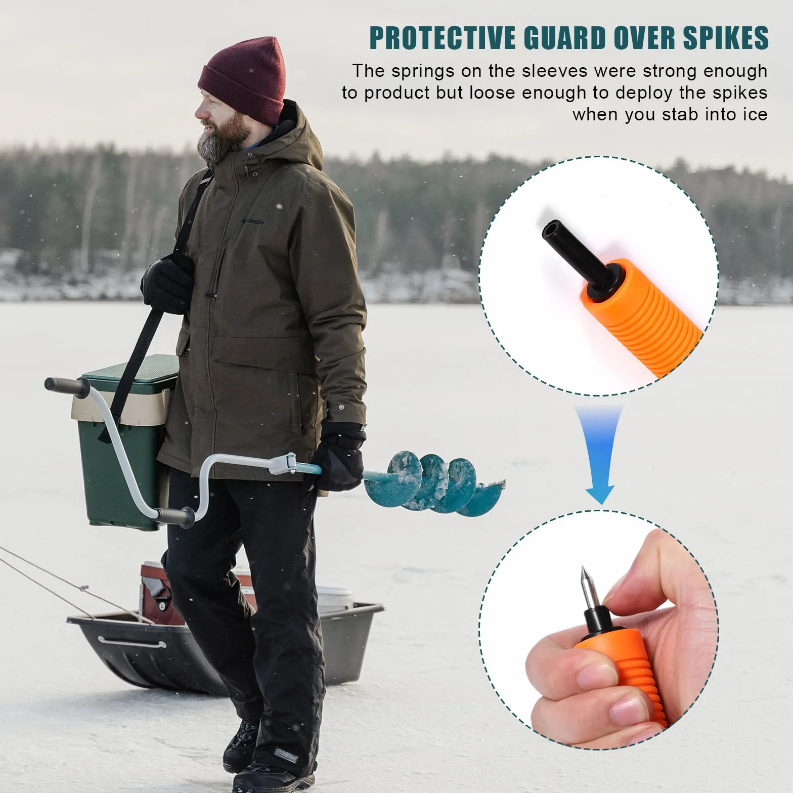TOYMIS Pic à Glace, Pics à Glace un Pic à Glace Flexible Pic de Sécurité pour la Pêche au Riz Équipement d'Urgence Portable pour Patinage Luge Marchant Sur la Protection de la Glace