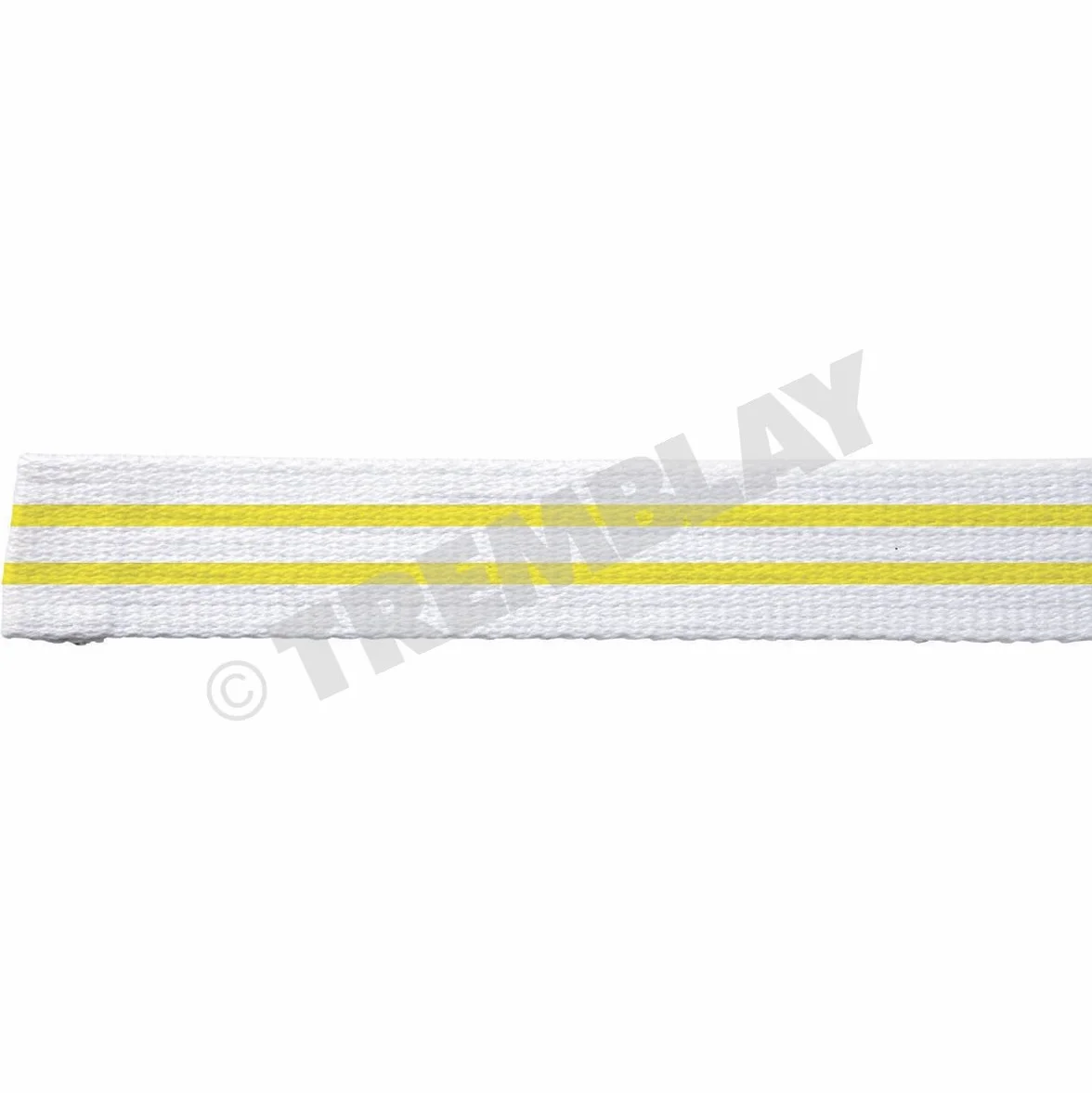 Rouleau de Ceinture de Judo Blanc 2 Traits Jaune 25 Mètres