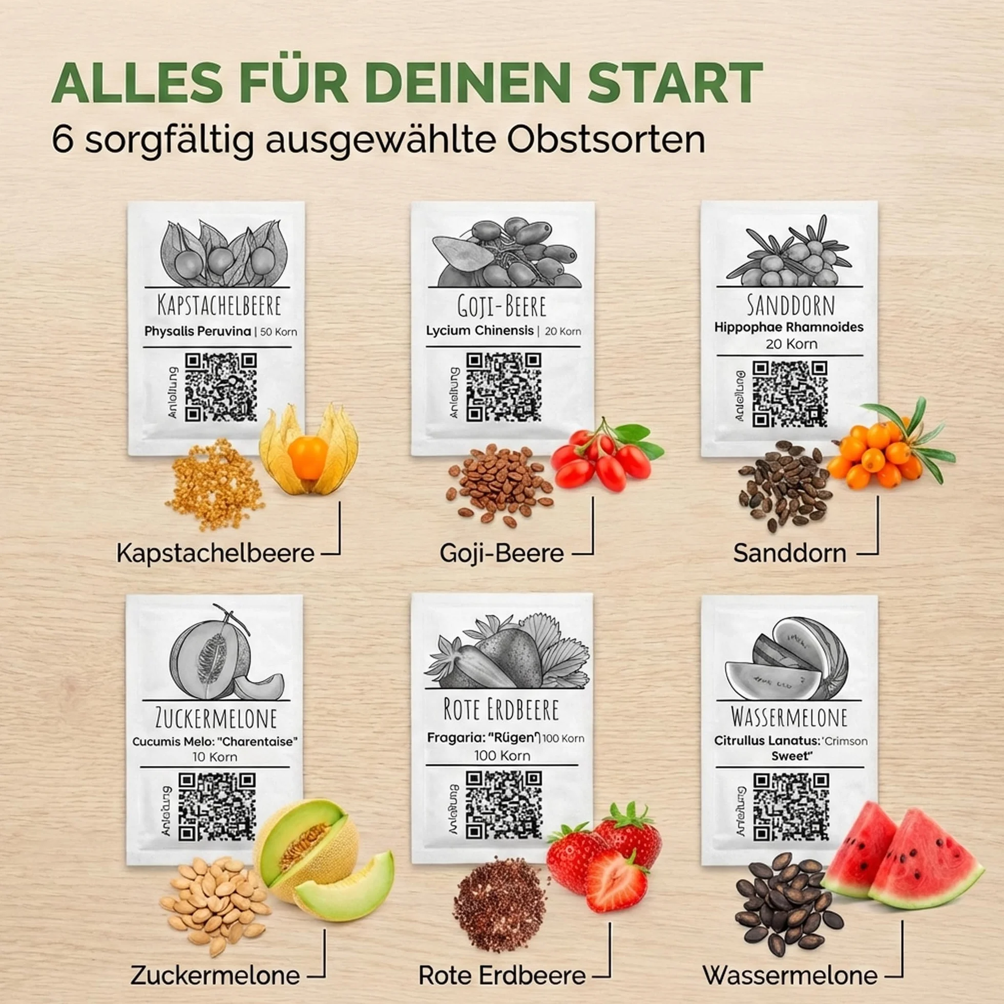 Kit de graines de fruits exotiques 6 variétés pour verger jardin balcon
