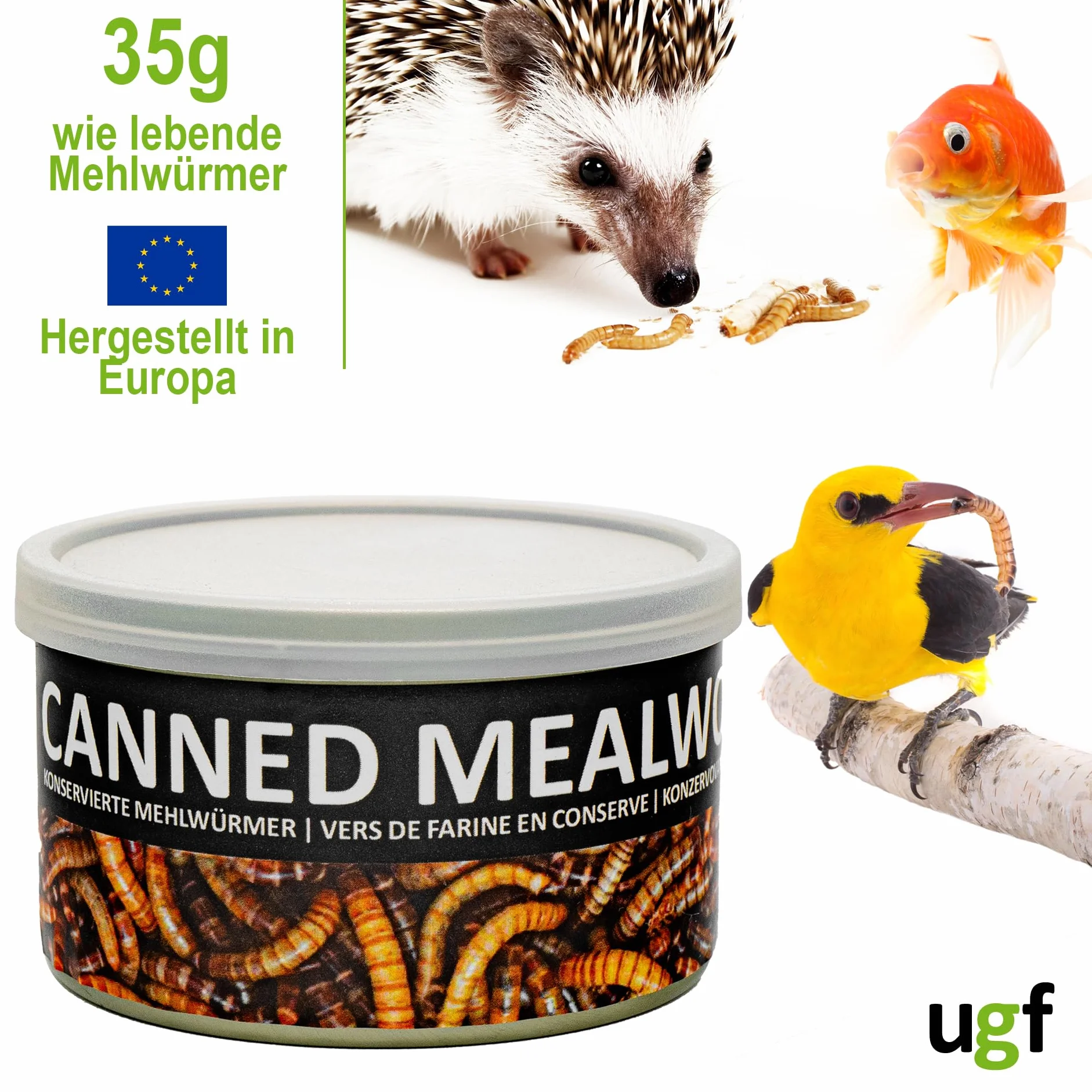 UGF - Vers de Farine Conservés Juteux 35 g Nourriture pour Oiseaux Sauvages Toute l'année