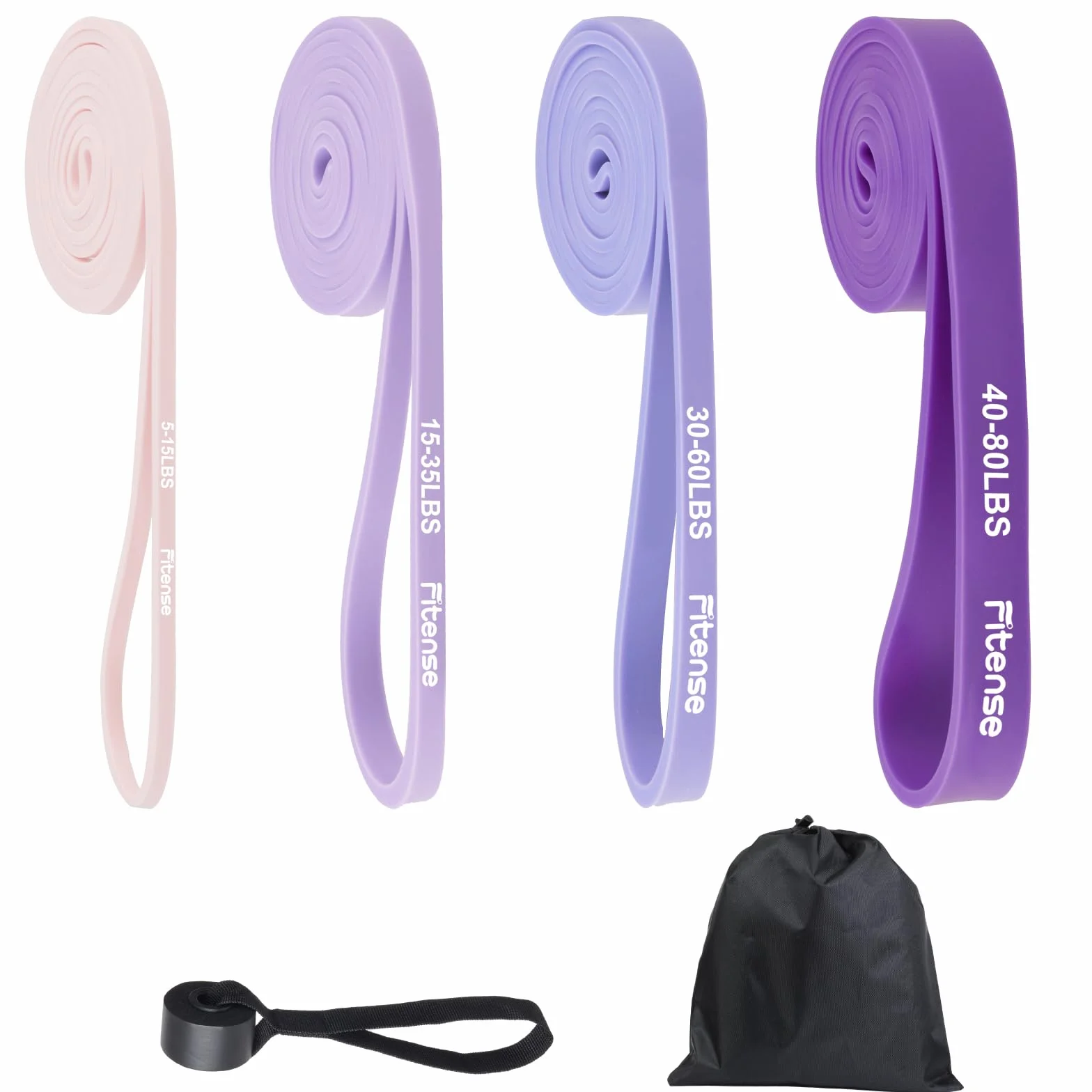 Fitense Kit Bandes de Résistance pour Femmes - Lot de Bande de Elastique Musculation avec Ancrage de Porte/Sac/Affiche, Bande de Resistance Traction pour Étirement/Pilates/Musculation/Thérapeutique