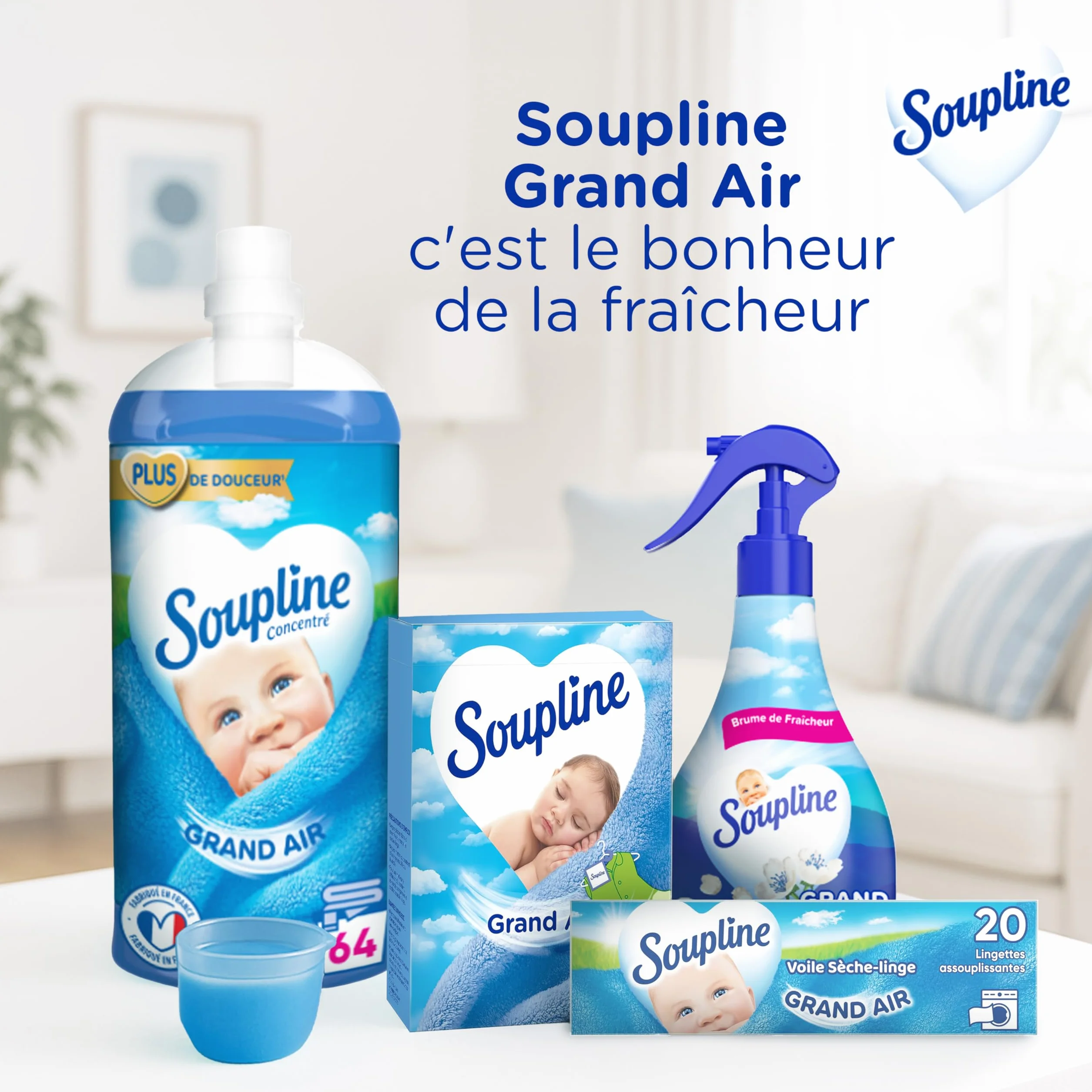 Soupline Sachets Armoire Rafraîchissants, Parfum Air Frais, 3 Sachets