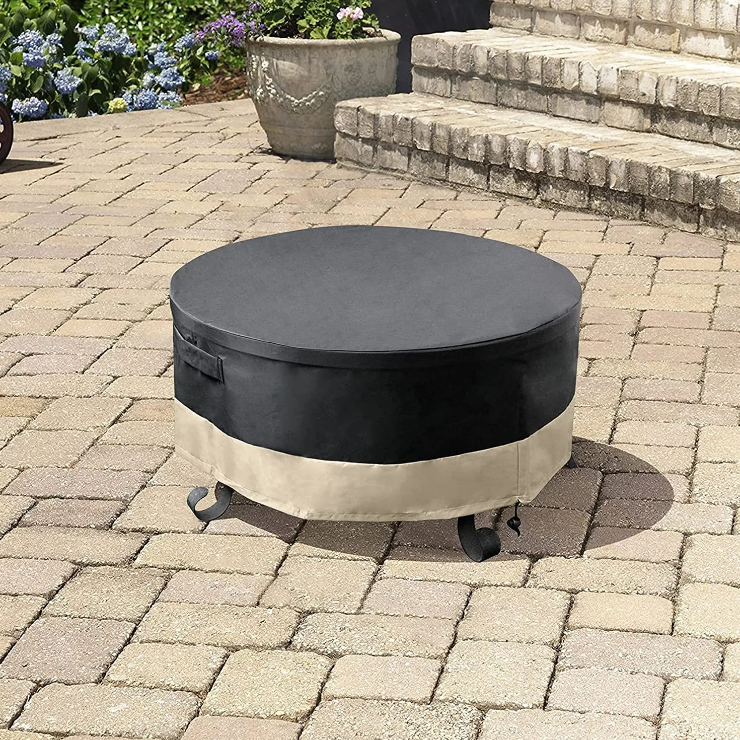 onlyfire Housse Rond pour Braseros 60-75 cm Bâche Protection Ø 76 cm Imperméable Anti-UV Couvercle Foyer Extérieur