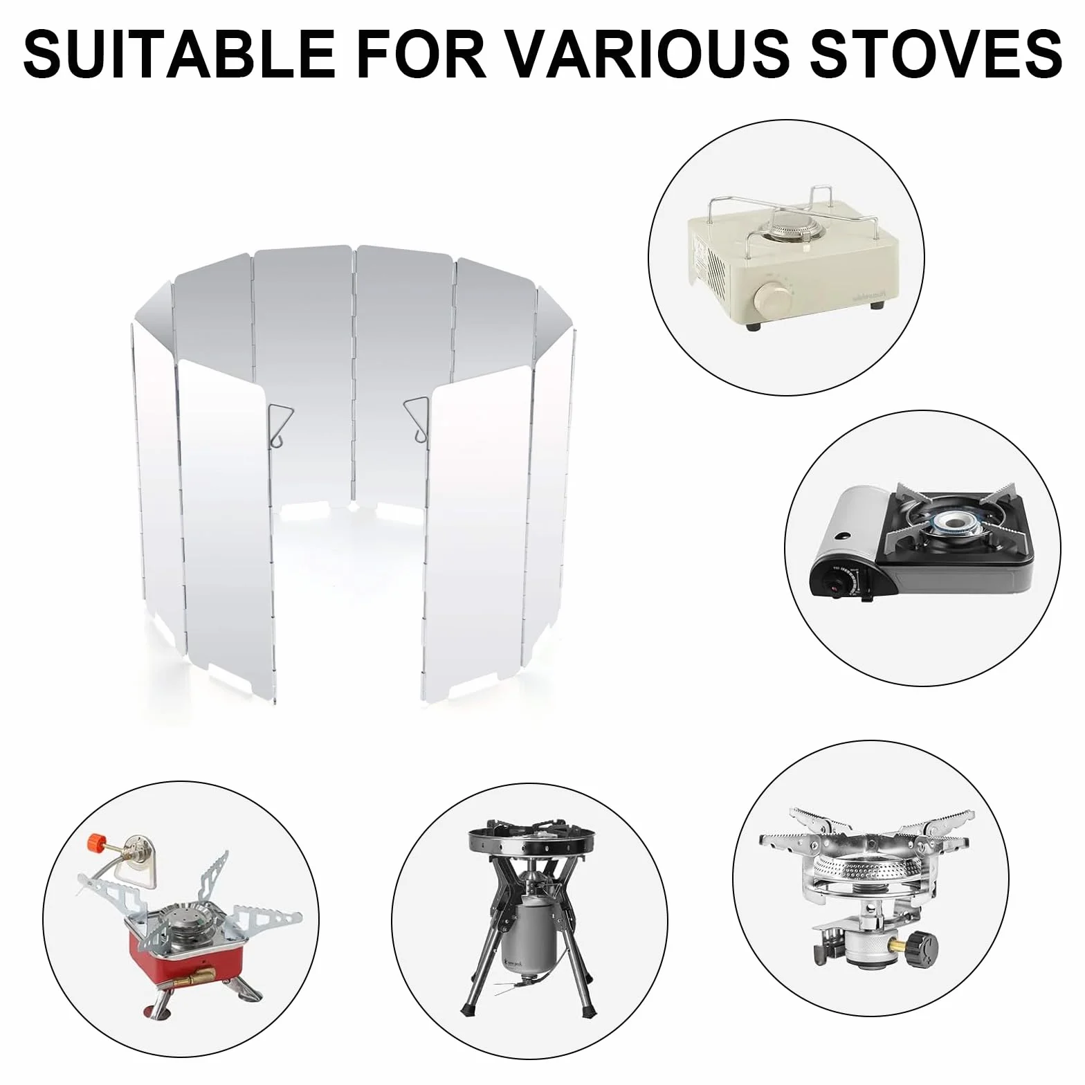 Pare-Vent Pliable Aluminium Plaques Pare-Brise de Camping Pare Vent Rechaud Gaz Camping Plein Air Pare-Brise pour Cuisinière à Gaz Pique-Nique Rechaud de Camping