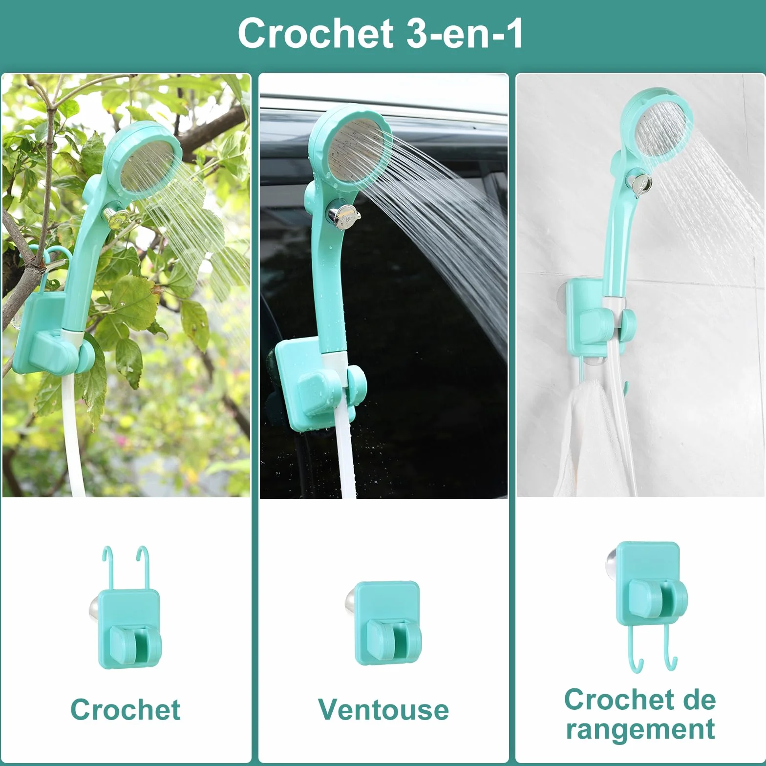 WADEO Kit Douche de Camping, Pompe de Douche Électrique Rechargeable, Pommeau de Douche avec Affichage Intelligent de Température et Pression d'eau Réglable