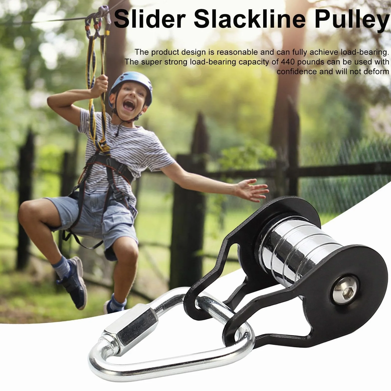 Poulie Slackline pour Enfants et Adults | Tyrolienne de Câble avec 5 Rouleaux | Tyrolienne de Sport en Plein Air, Glisse Facilement