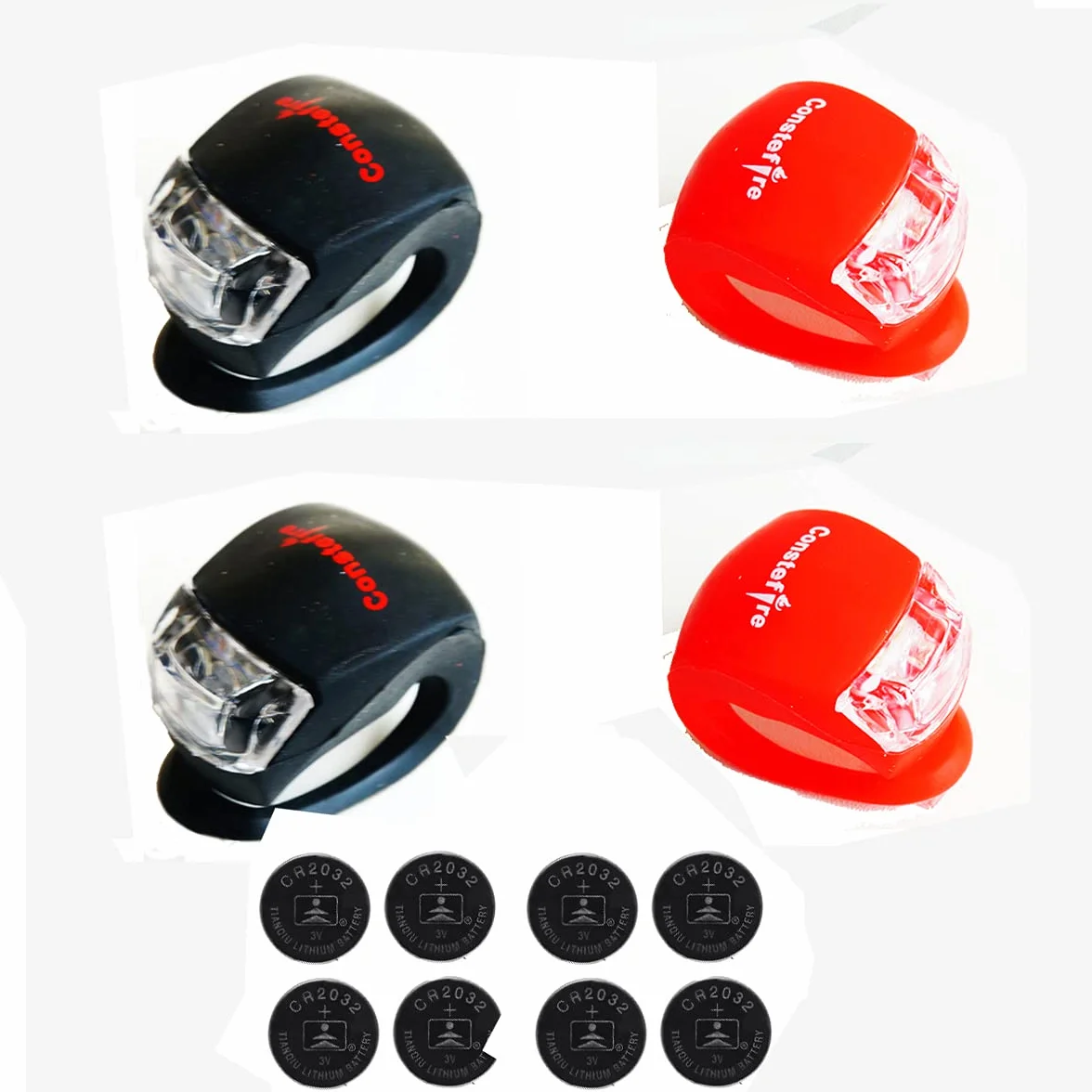 Éclairage Vélo |LED pour Vélo Silicone LED Lumiere Vélo | Lumière Vélo Avant et Arrière | VTT VTC Cycliste (4pcs (2pcs rouge/2pcs Noir))