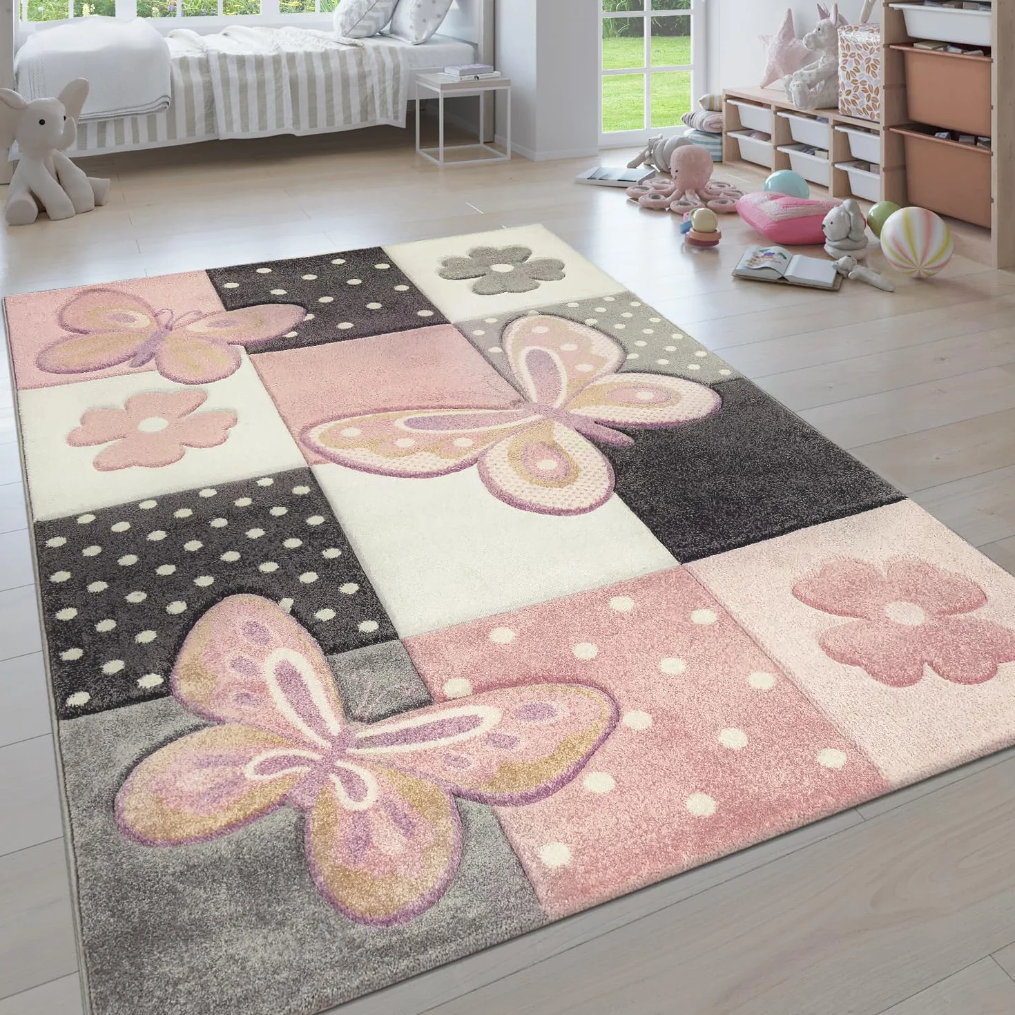 Paco Home Tapis Enfant Moderne Pastel Chambre Animaux 3D 120x170 cm