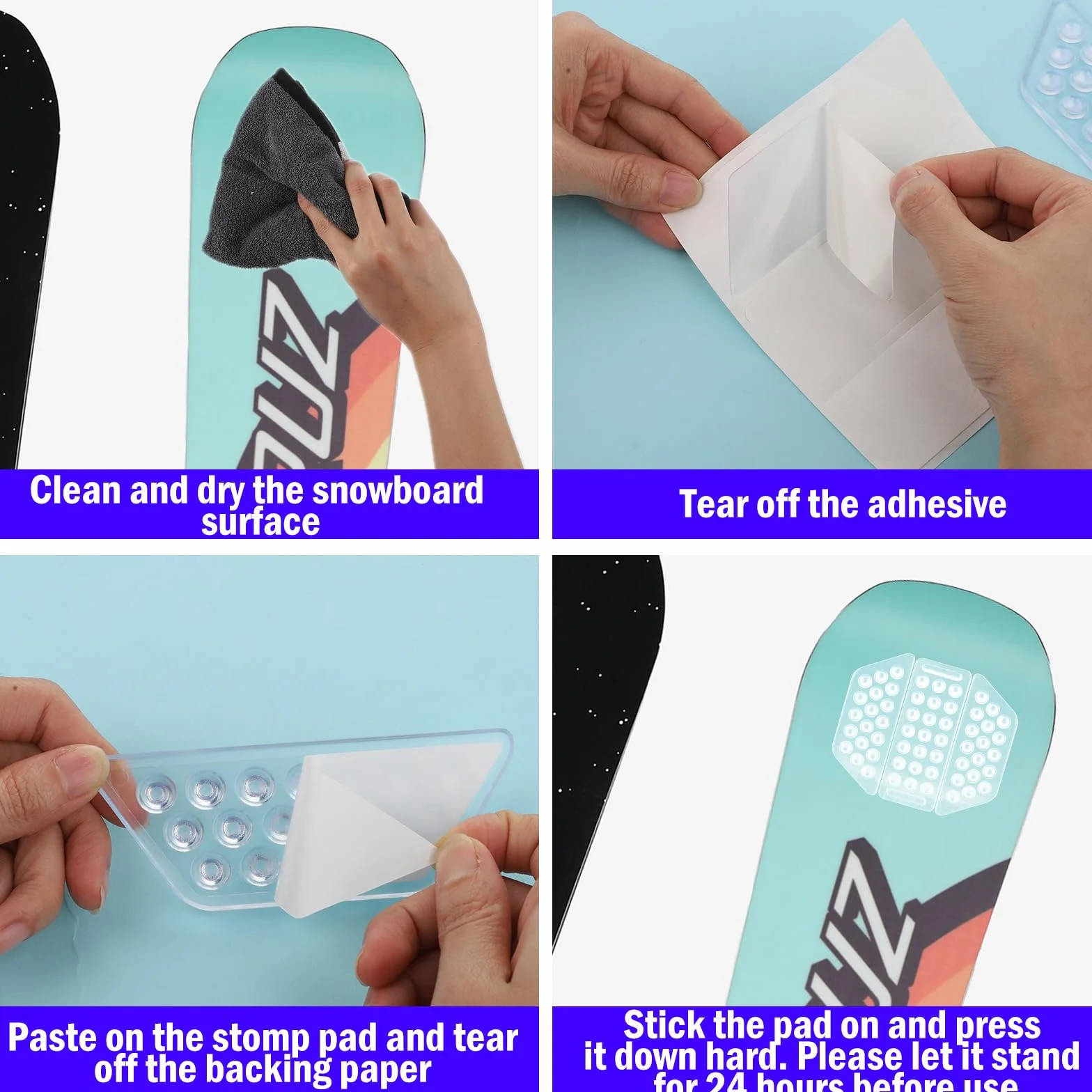 LUTER 6 Pièces Pad Snowboard Antidérapant, Transparents Patins de Grip pour Snowboard Antidérapants Auto-Adhésifs Patins à Pointes Offrent une Adhérence Supplémentaire pour le Snowboard Hommes Femmes