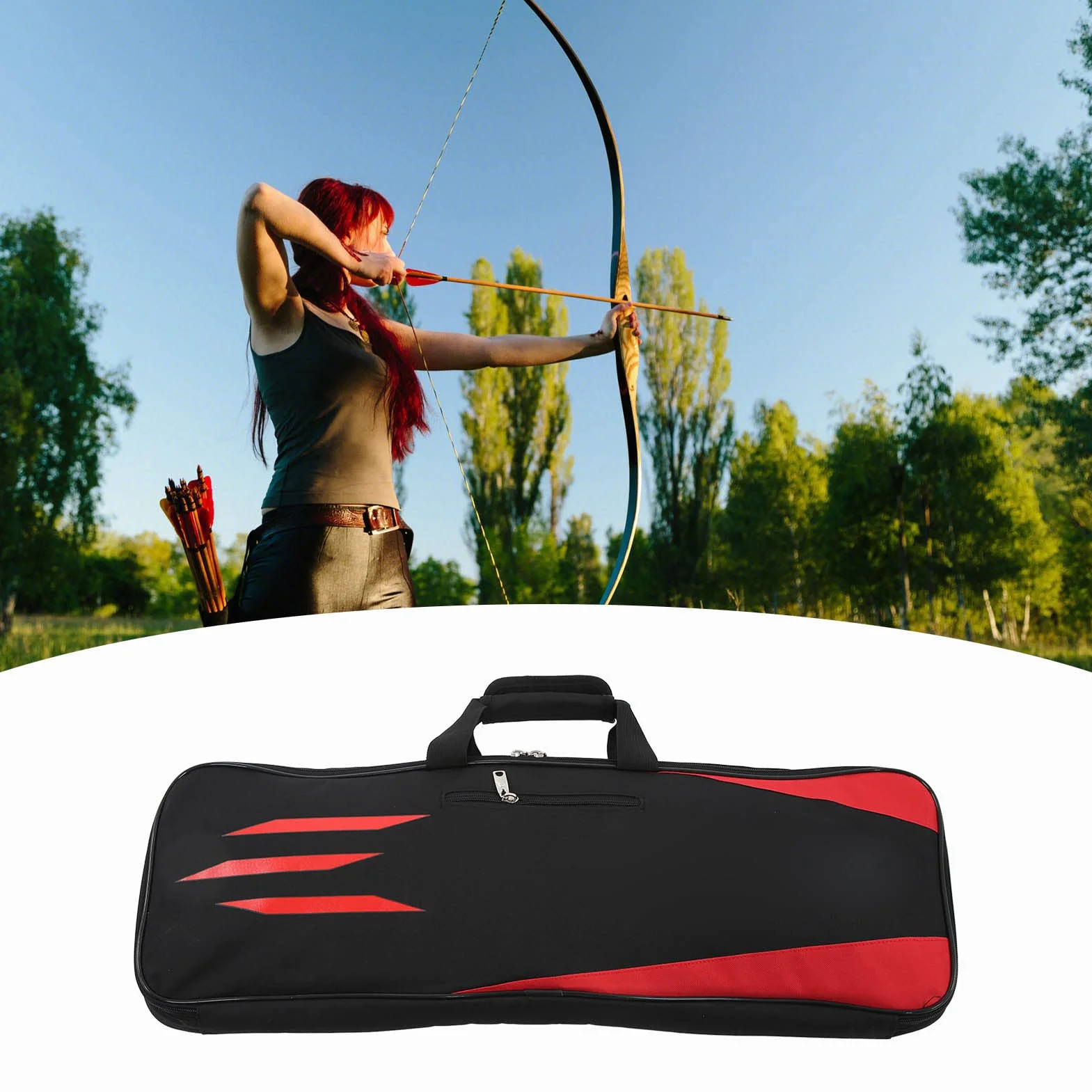 DeWin Sac pour Arc et flèche, Sac pour Arc Classique réglable avec poignée à Crochet et Boucle(Rouge)