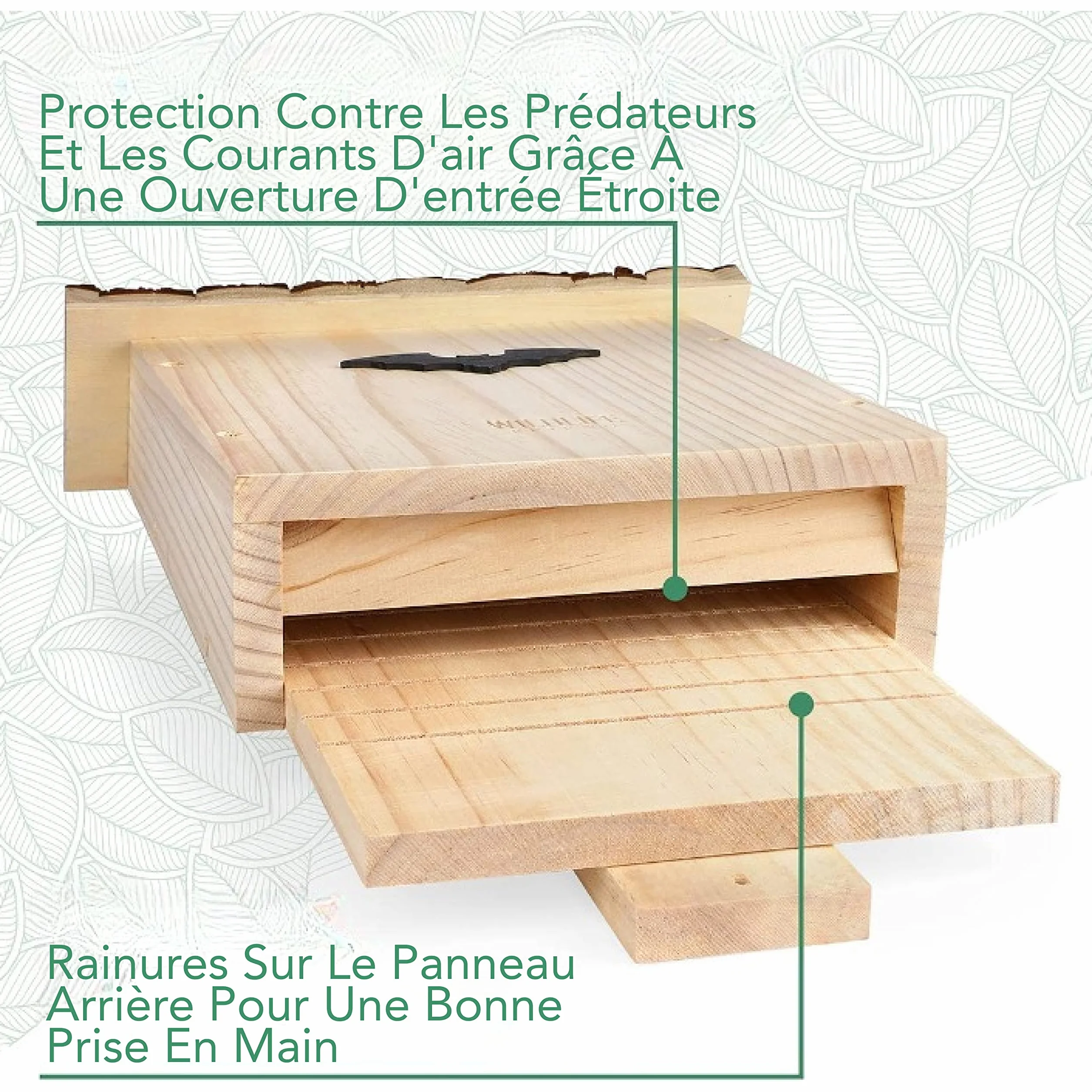 Wildlife Friend Grand Nichoir Chauve Souris en Bois - Toit en Écorce, Résistant aux Intempéries, Abri été et hiver
