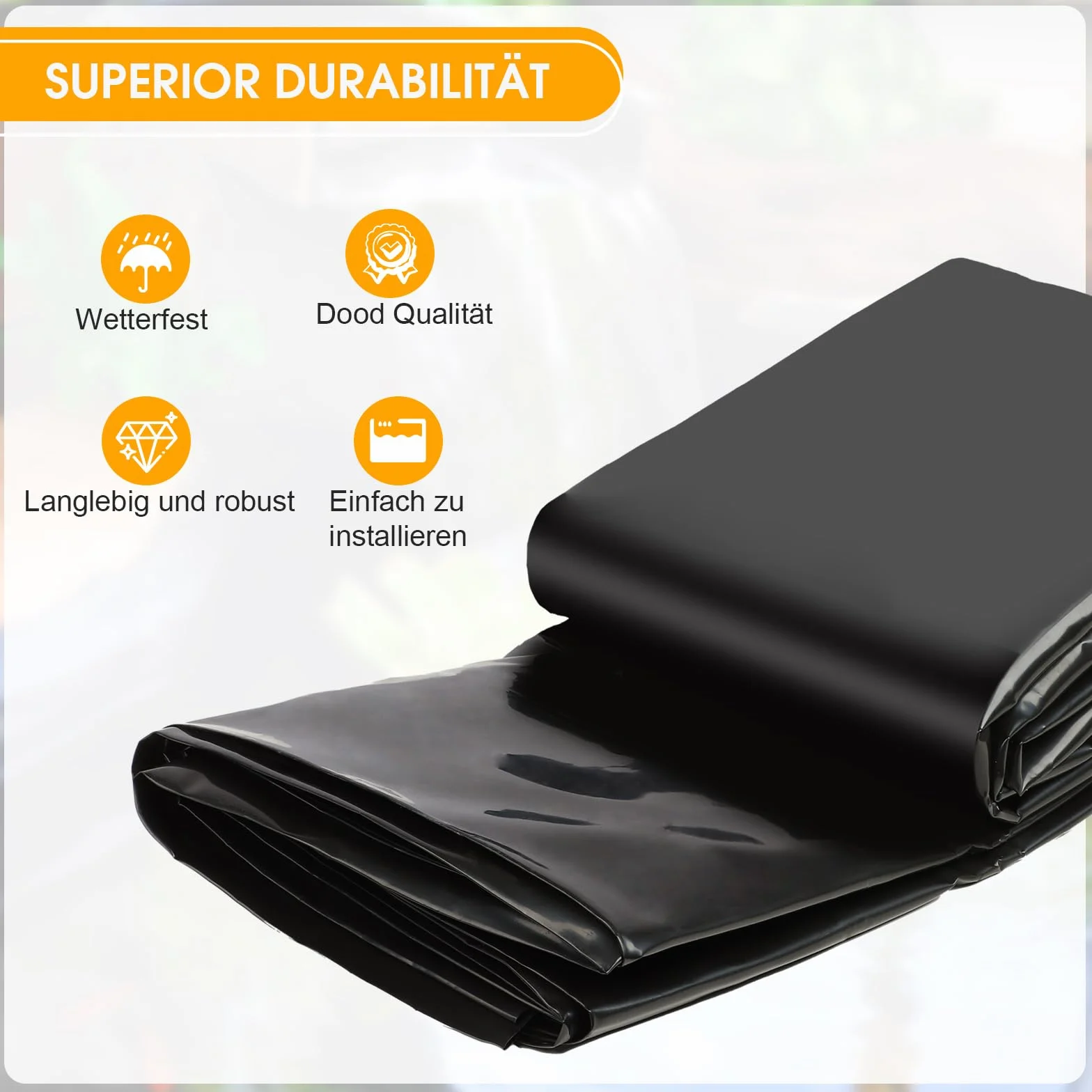 Bâche pour bassin LDPE noir 157x197 pouces résistante à la déchirure lourde
