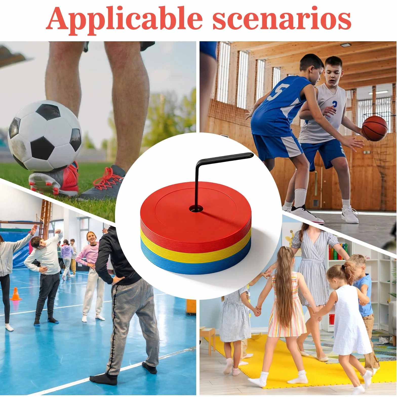 Disques de Marquage 24 Pièces 15 cm Antidérapants pour Football Basket Handball
