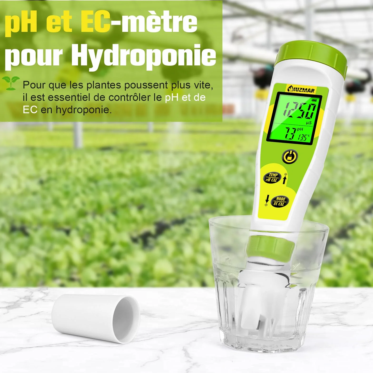 pH Mètre Piscine 4 en 1 PPM EC Temp Testeur pour Système d'Eau, Aquarium