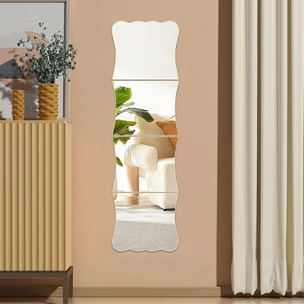Lot de 4 miroirs décoratifs en acrylique pour esthétique murale personnalisable