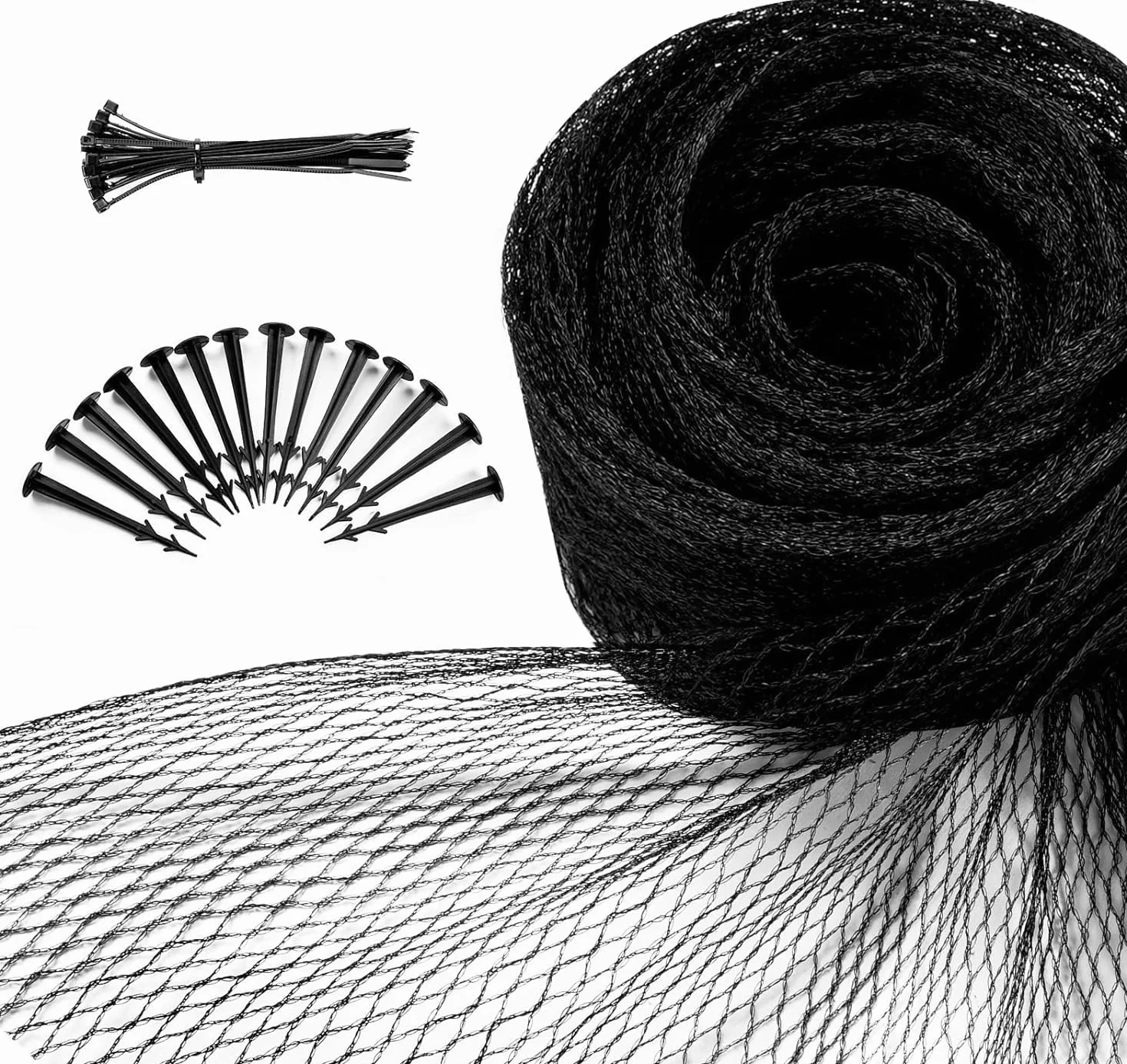 Filet de protection contre les oiseaux - Maille fine - 15 x 15 m - Noir - Résistant aux UV