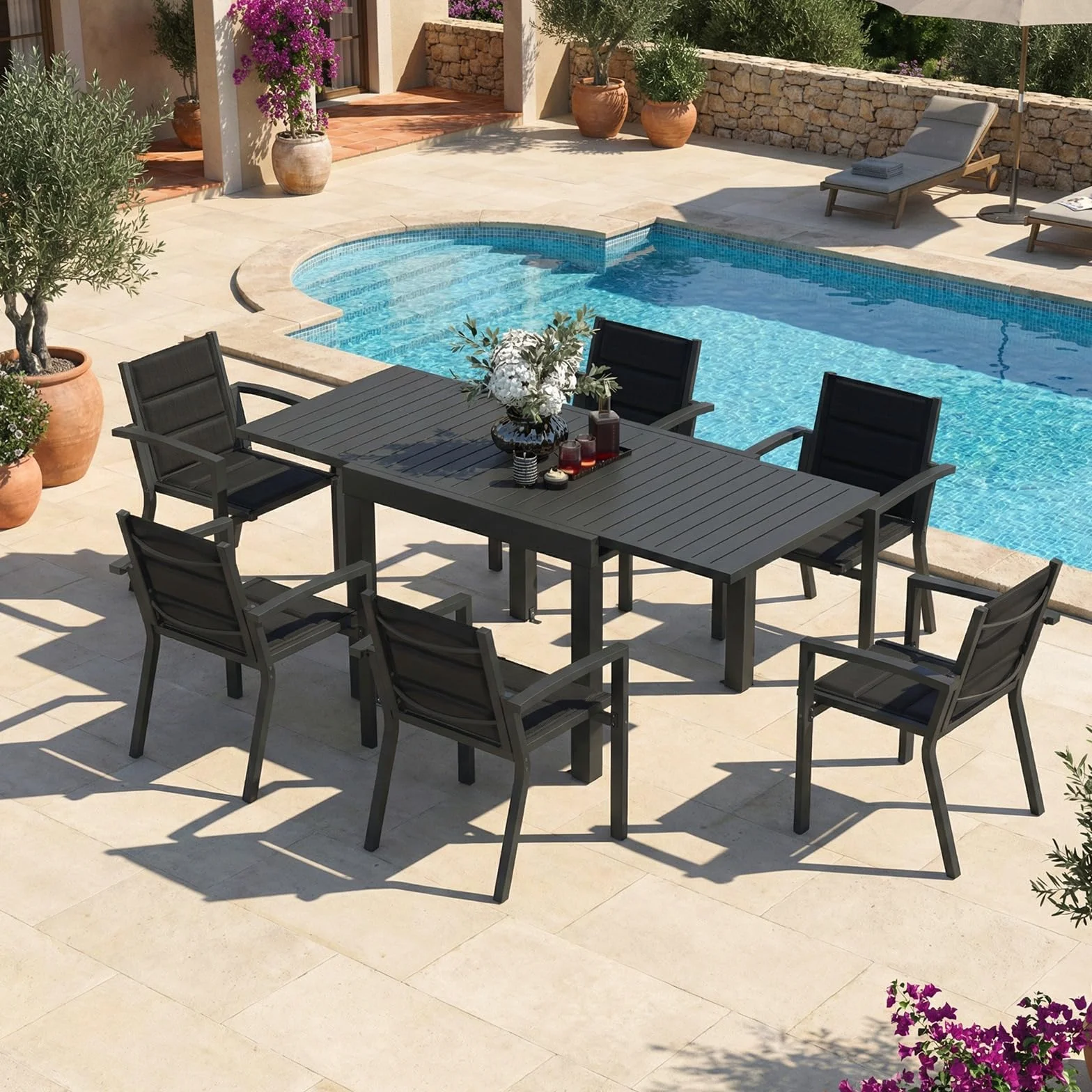 Table de Jardin Extensible Aluminium 80/160 x 80 x 75 cm Gris