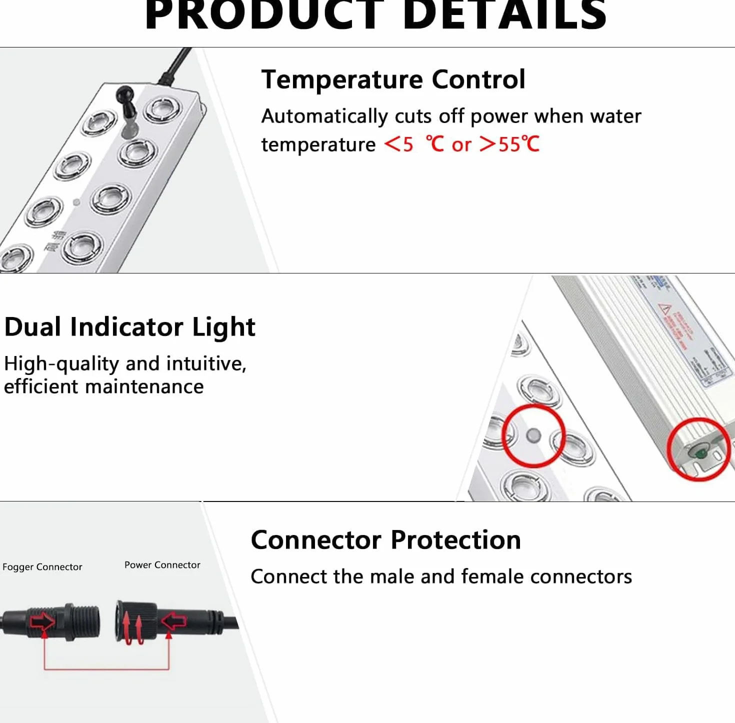 Humidificateur à brouillard 12 Têtes 9L/H Brumisateur à ultrasons avec bouée pour étang jardin serre