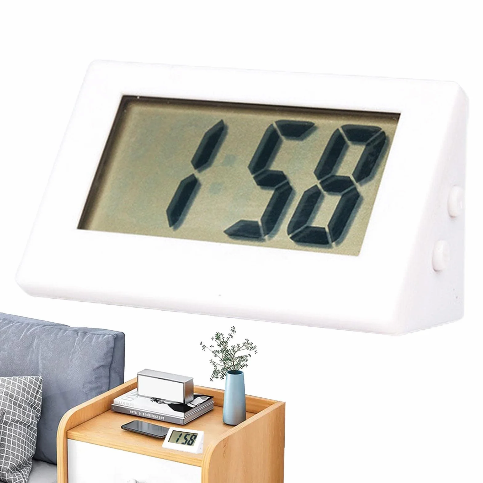 Horloge Numérique Petite Réveil de Voyage Chevet Pendulette Bureau Pile Bouton