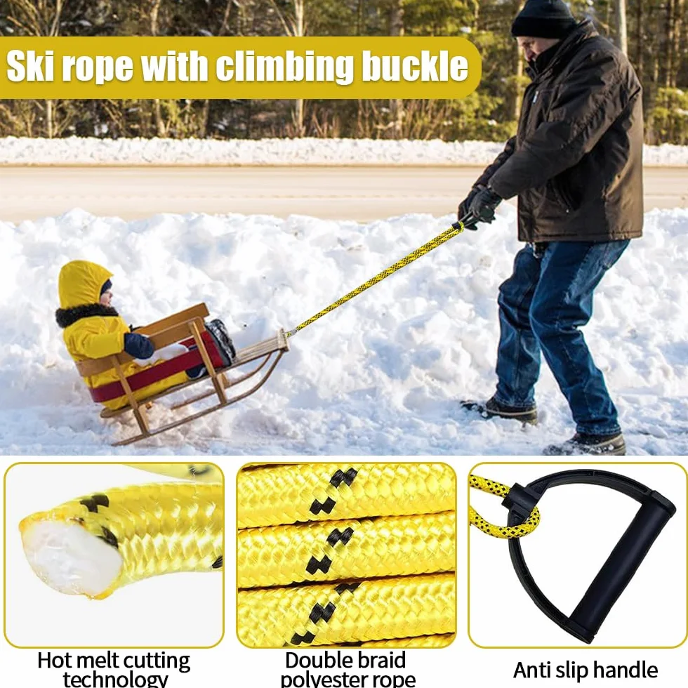 Corde de Luge, Corde de Traîneau avec Poignée 400cm Corde d'escalade Corde D'évacuation Corde de Traction pour Luge Solide et Durable Accessoire de Luge pour Tirer des Traîneaux