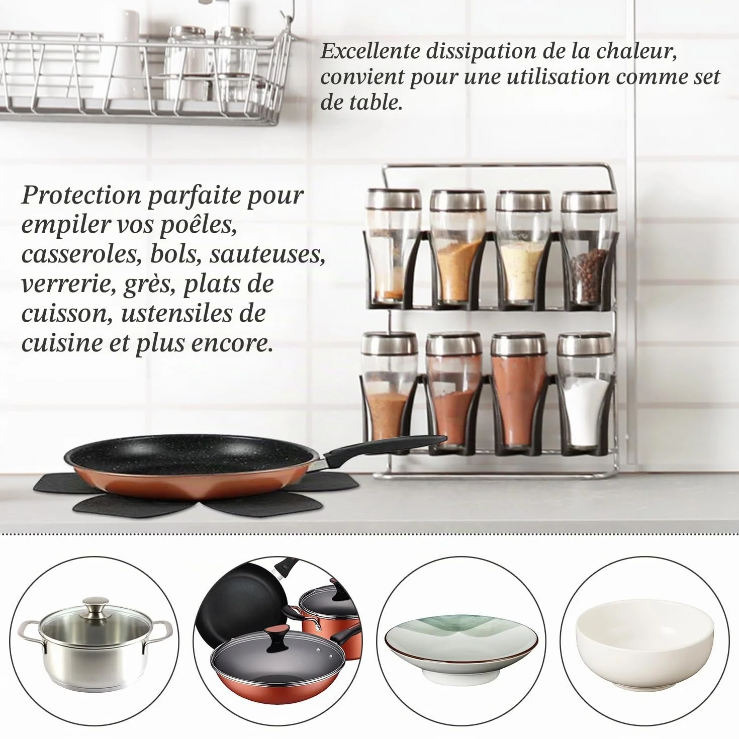 Protège-Casserole et Poêle en Feutre, 2 Tailles, Protection Anti-Rayures pour Ustensiles de Cuisine