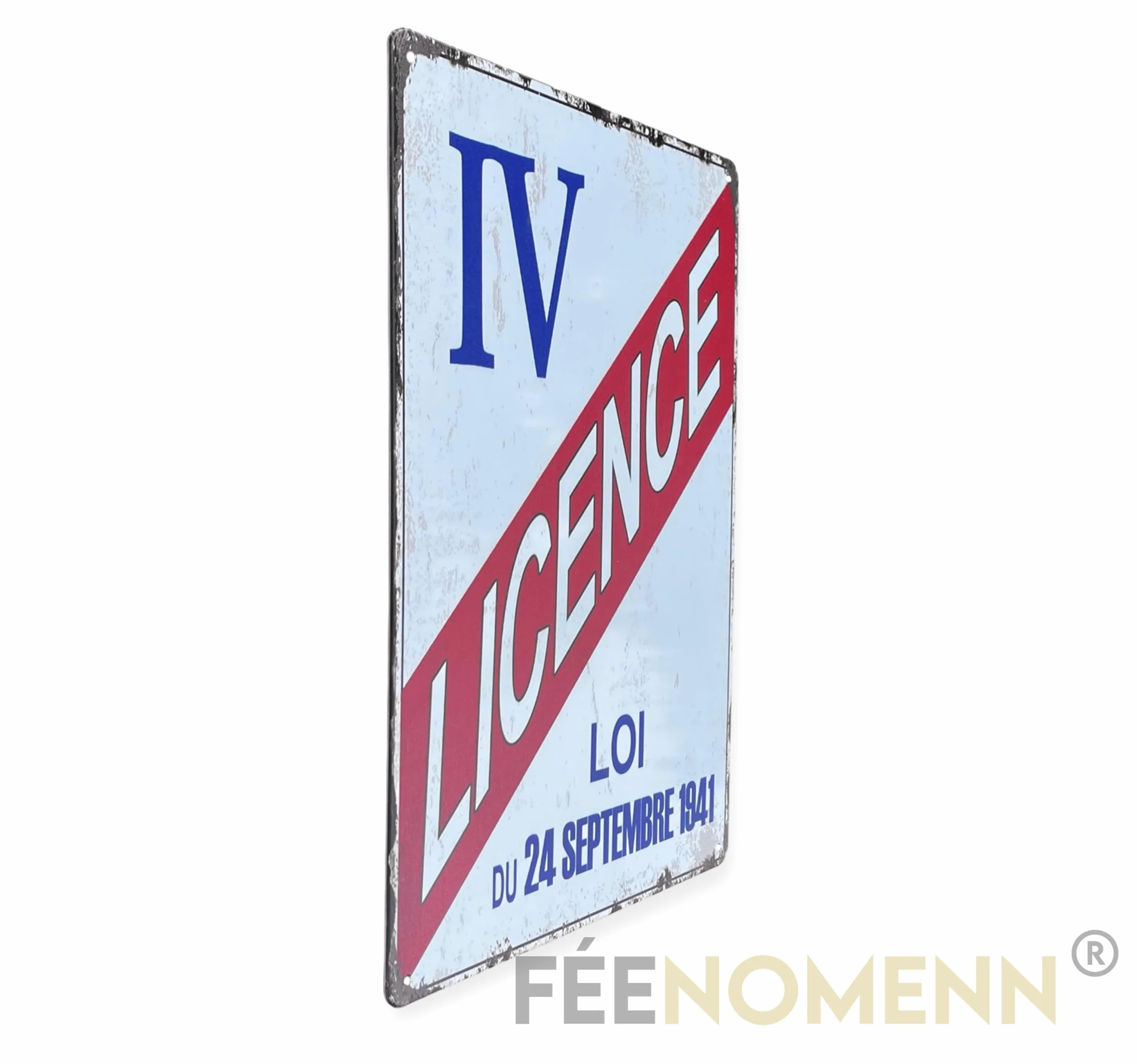 FÉENOMENN Plaque Métal Déco Vintage Licence IV Autorisation Débit de Boisson et Alcool 30x20cm