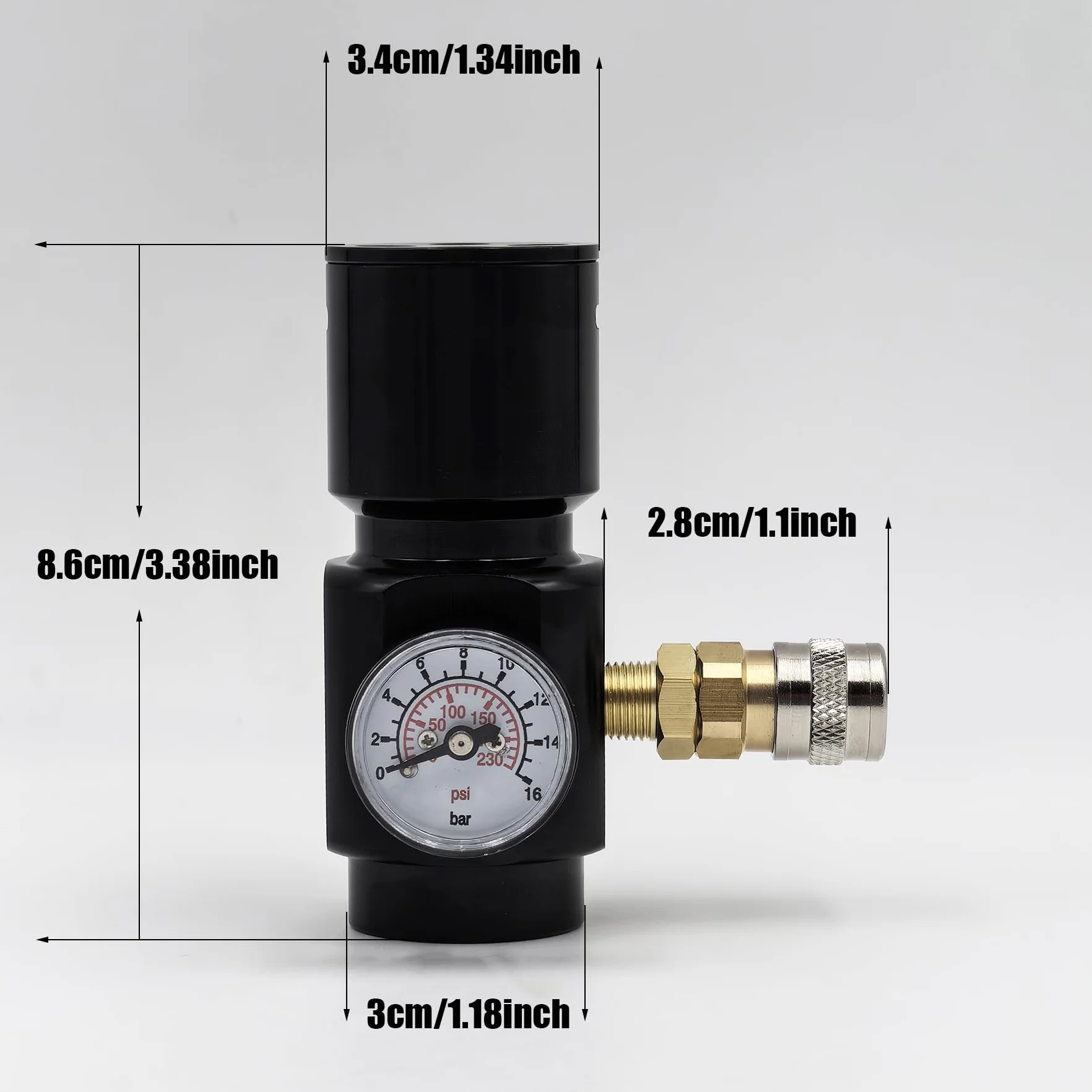 Régulateur de basse pression de CO2 avec sortie réglable 0-150 psi, entrée maximale 2000 psi pour paintball, airsoft, PCP, bouteilles de plongée G1/2