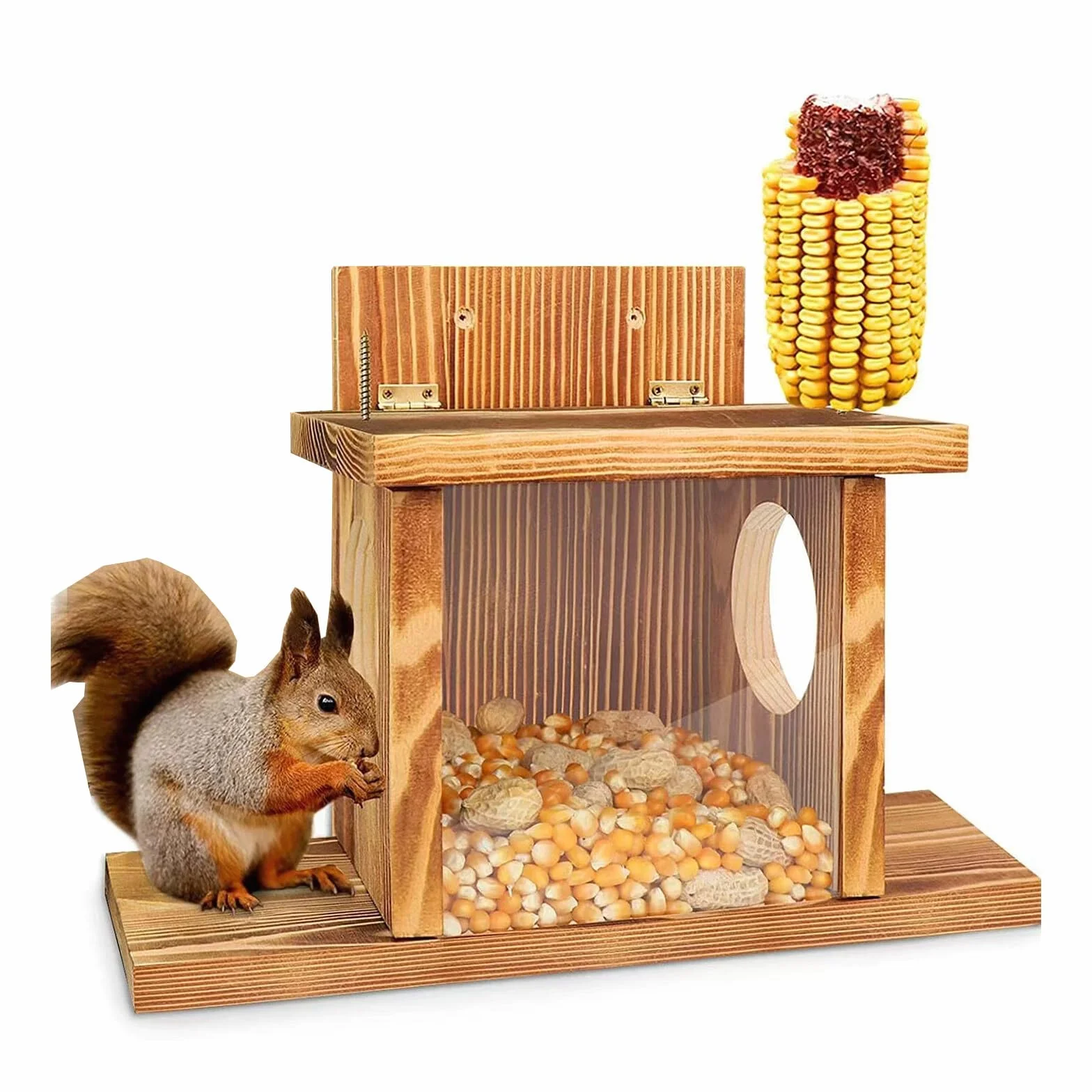 Chipmunks Mangeoire pour écureuils avec support pour maïs et arachides marron clair