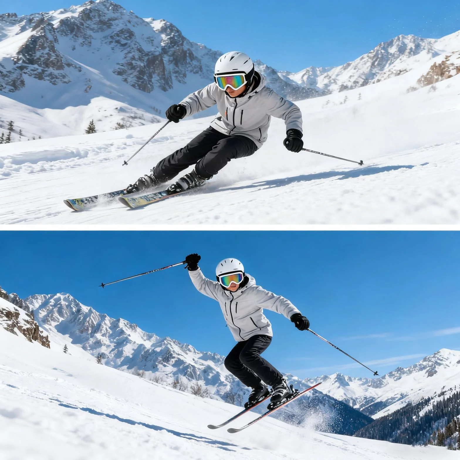 Lunettes de Ski Anti-Buée Anti-UV Réglables pour Homme Femme Snowboard Alpinisme Motoneige Randonnée Blanc