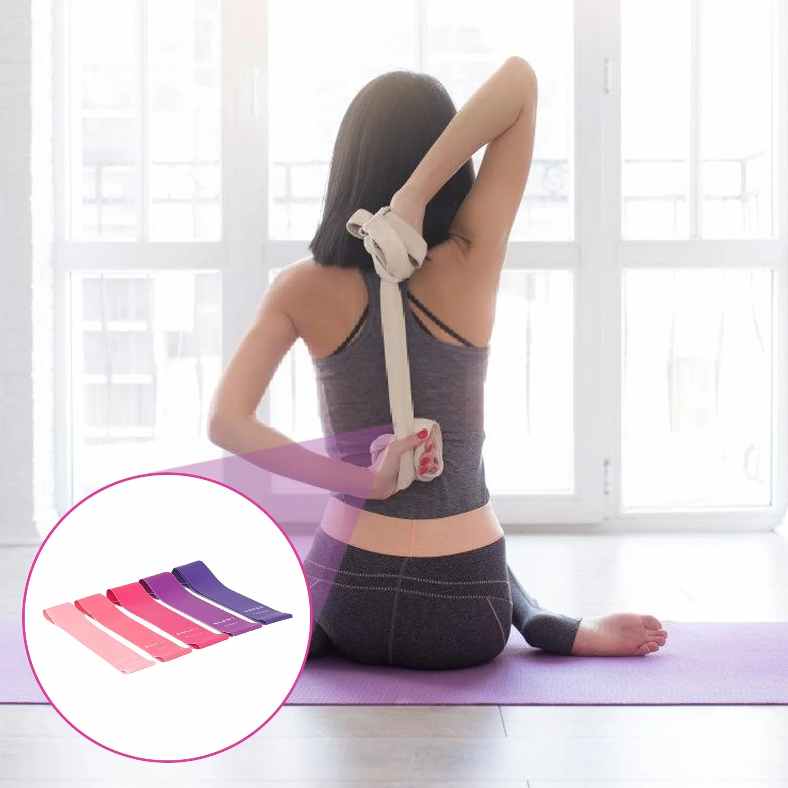 Leikurvo Kit de Pilates Essential de 13 pièces pour femme avec balle de Pilates, bandes de résistance, chaussettes, anneau de Pilates et accessoires pour étirement et fitness (rose)