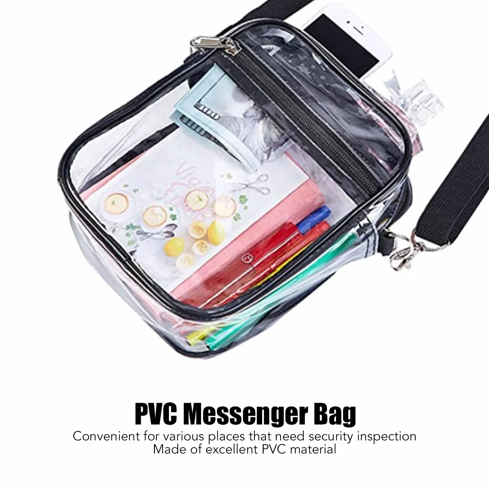Sac à bandoulière transparent en PVC pour stade voyage plage sport