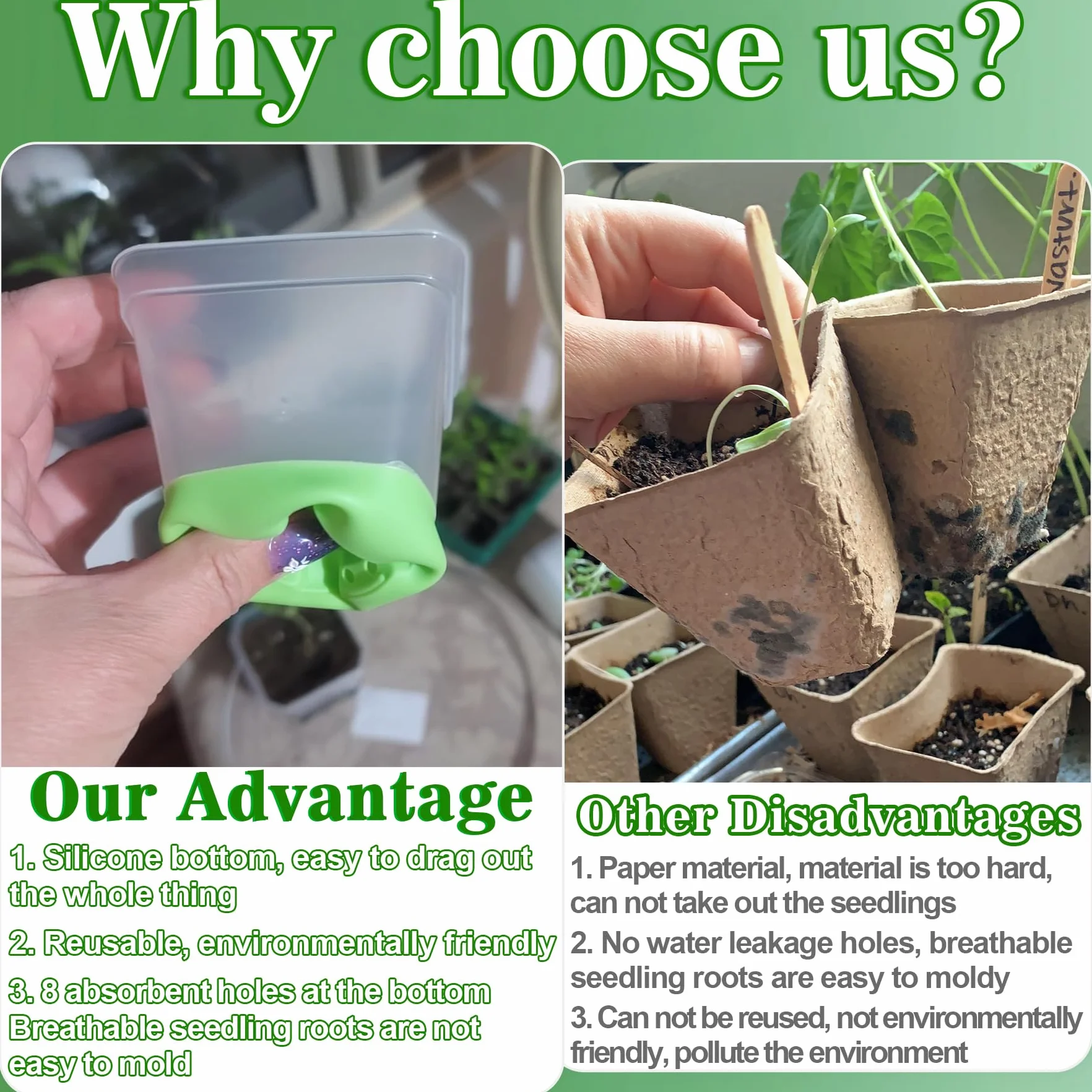 TZEKING 30 Pièces Pots pour Semis Transparents avec Base en Silicone Réutilisable avec Trous de Drainage