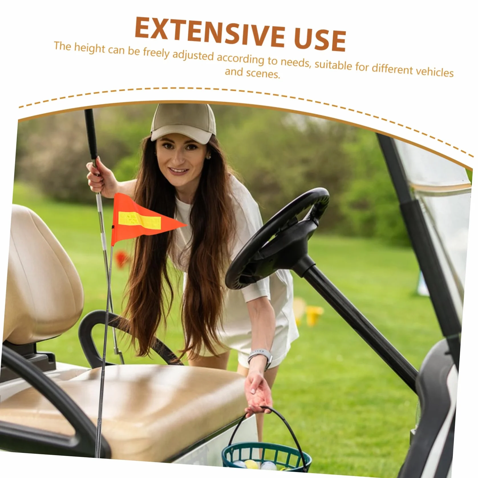 Didiseaon Fanion Rétractable Drapeau Pôle Réfléchissant Triangulaire Sécurité Golf Perche Télescopique Fibre De Verre Visibilité Ajustable Poteaux Acier Inoxydable Orange