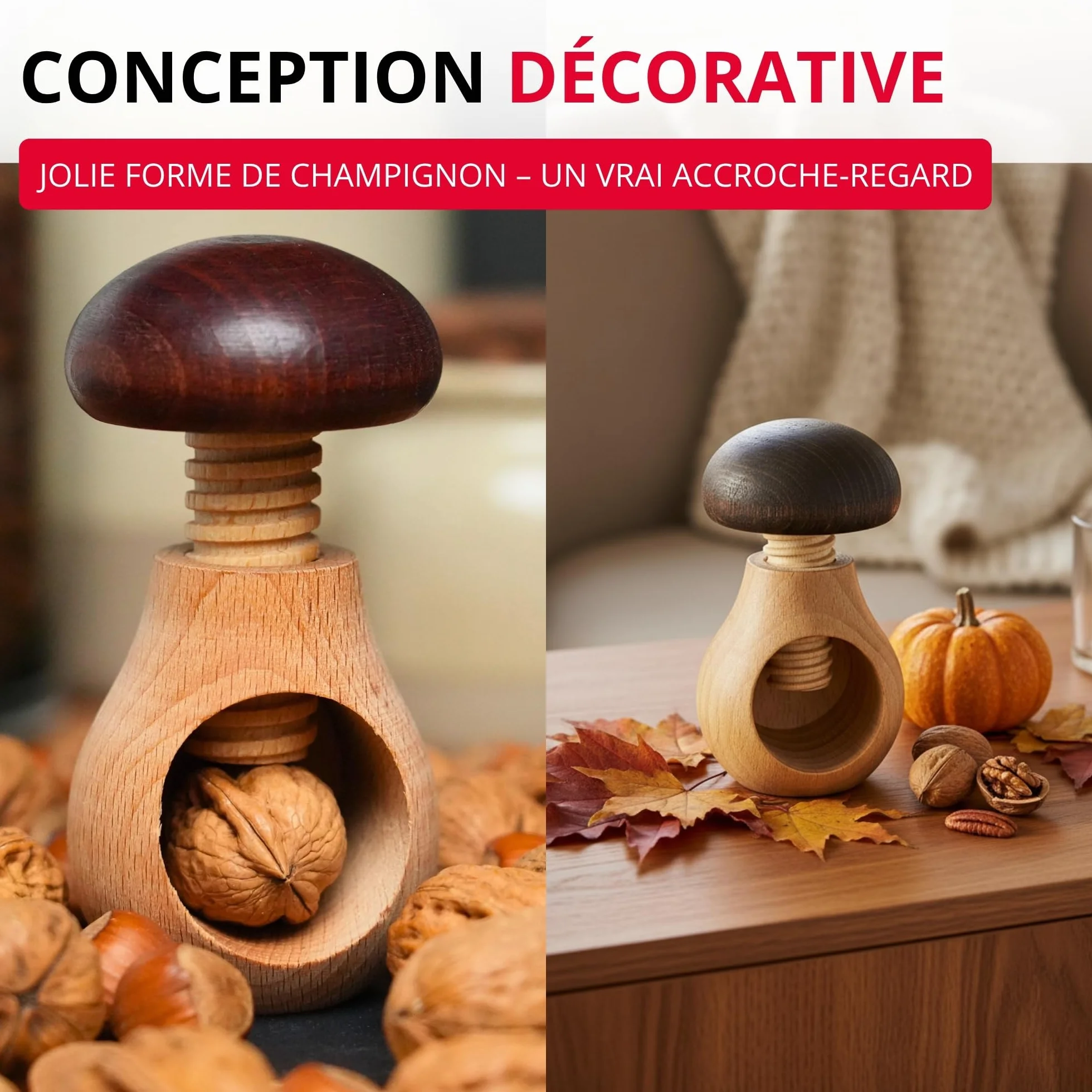 Westmark Casse-Noix en Forme de Champignon, Bois de Hêtre, 9,5 cm, Marron