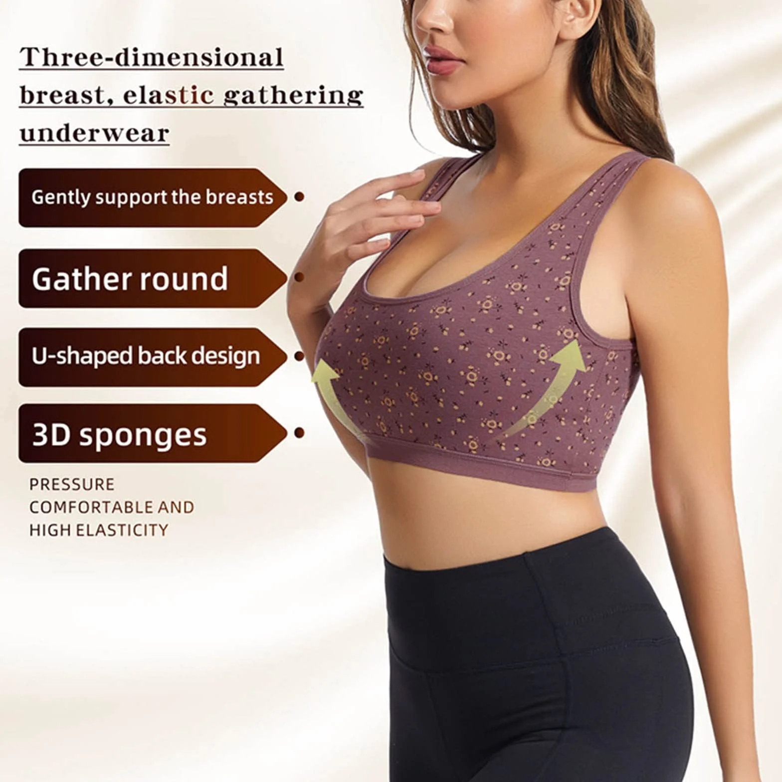 Women Sport Bra Soutien-Gorge de Sport rassemblant Confortable pour Femmes sans Anneau en Acier avec sous-vêtements rembourrés Gilet de Yoga arrière beauté pour Femmes Women Sport