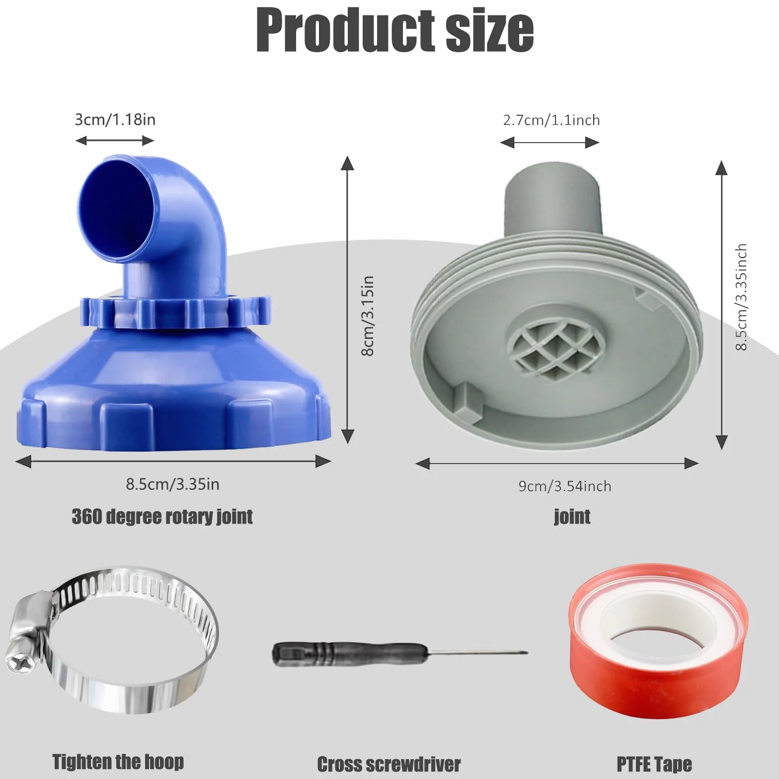 Buse de remplissage de piscine 32 mm rotative 360° avec accessoires de raccordement