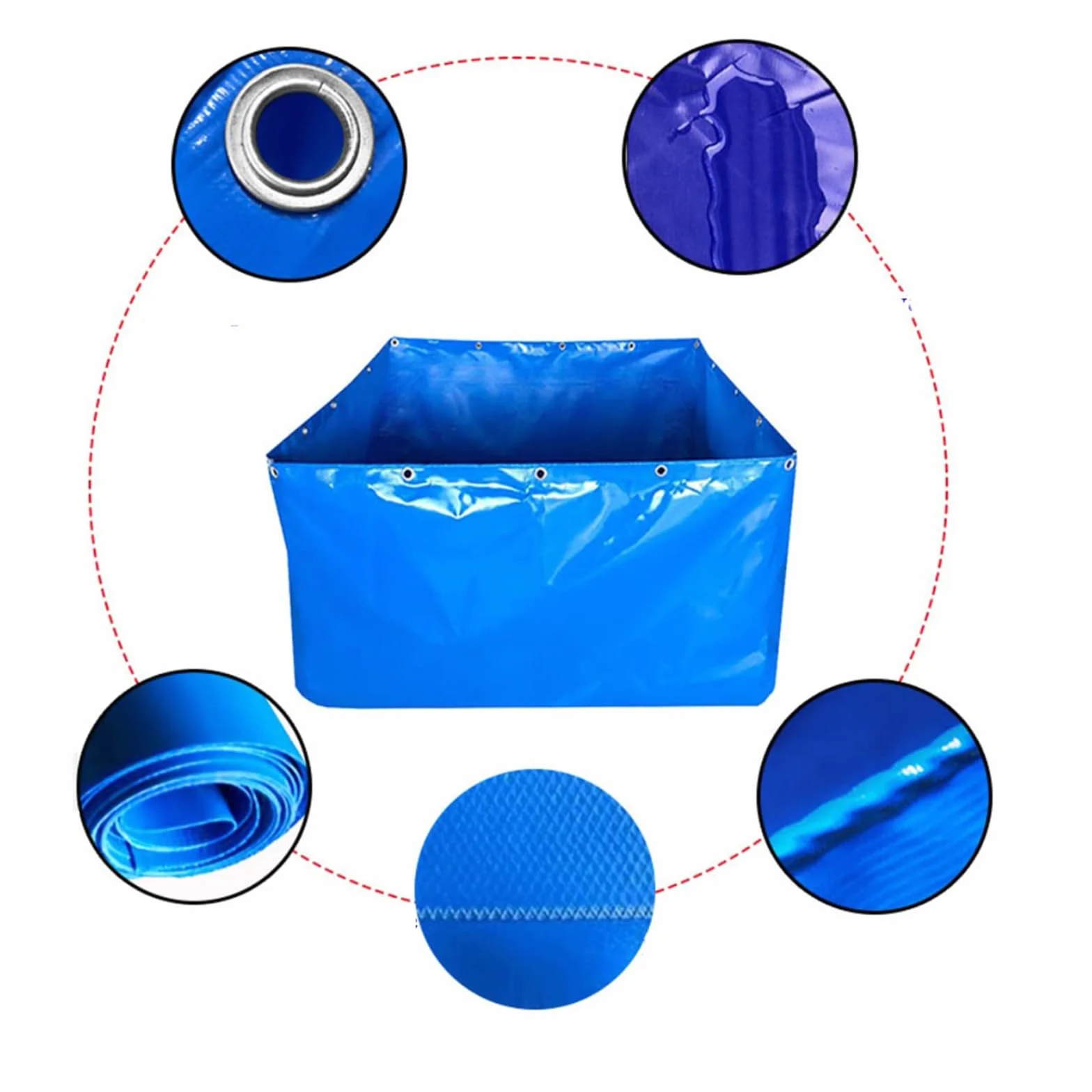 Bassin À Poissons en Toile 100x100x100cm Pliable Grande Piscine Aquaculture pour Koï et Jardin