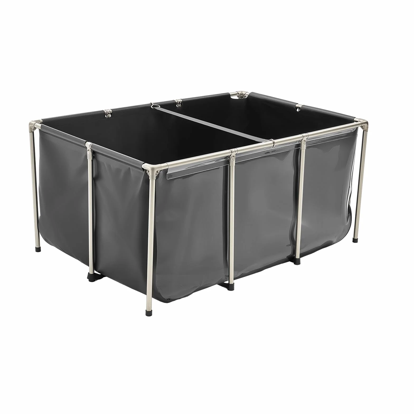 VEVOR Bassin à Poissons Hors Sol 1023,3 L PVC Toile avec Panneau Transparent Cadre Acier Inoxydable Vanne de Vidange Noir