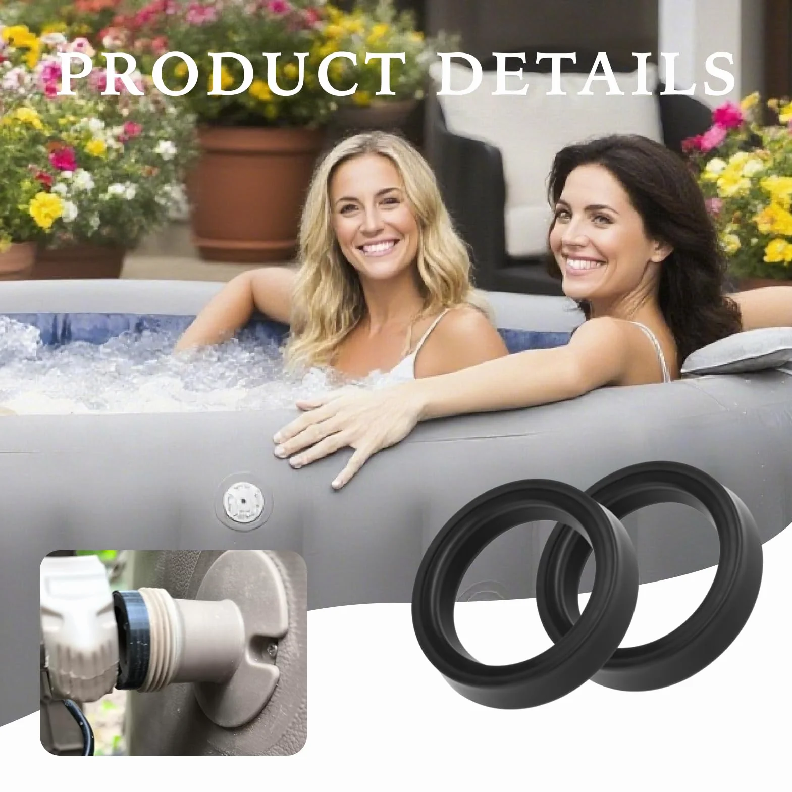 Joint de Connecteur de Spa de Remplacement 11699 Kit de Joints d'Entrée et de Sortie en Silicone pour Piscine et Jacuzzi (Lot de 2)