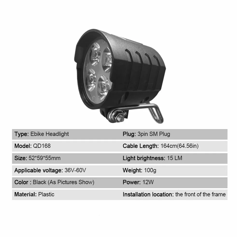 Ensemble de Feux et pour VéLo éLectrique 36V 48V 52V 60V avec DK336 Light Horn Turning Switch E-Bike Light