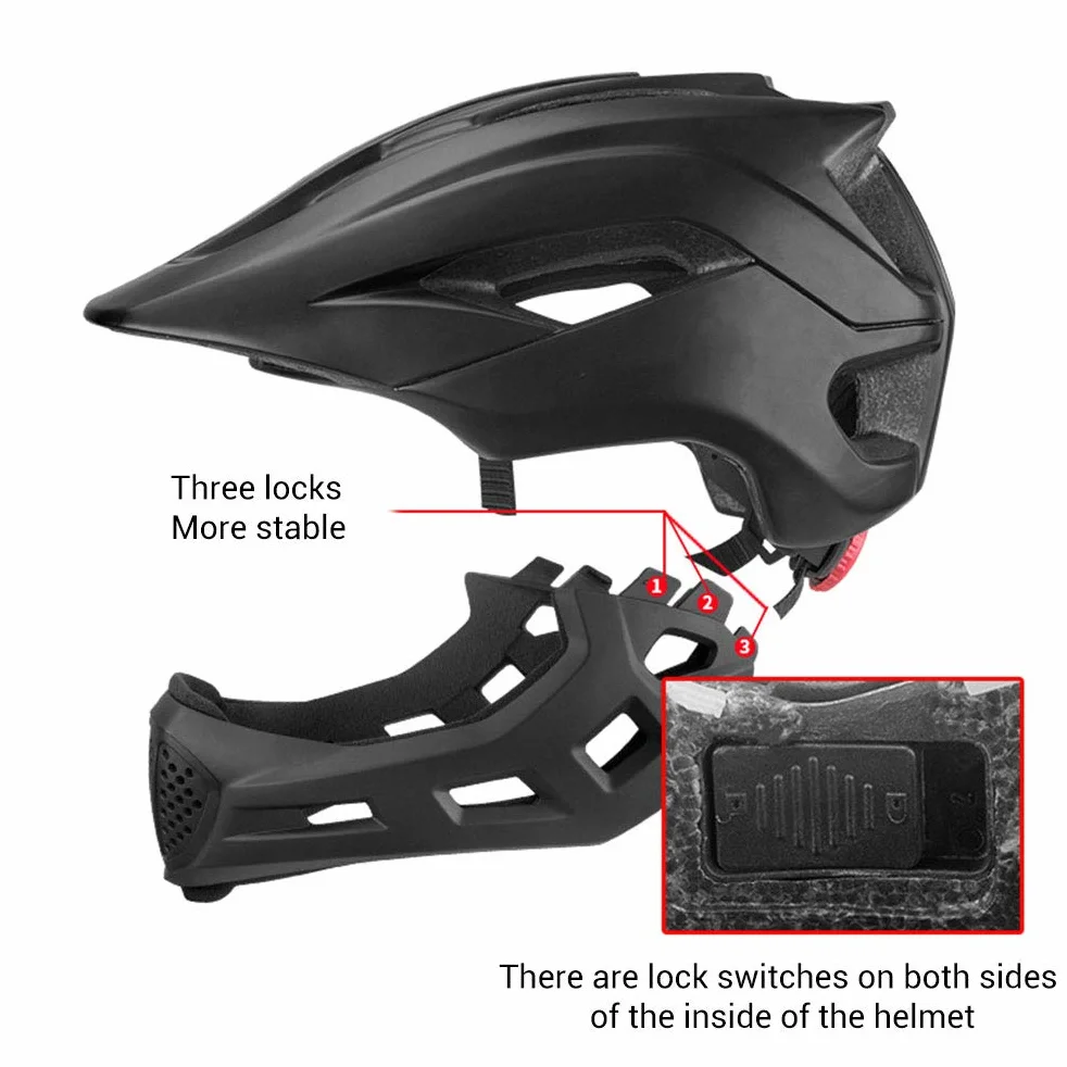 Casque Intégral VTT Adulte Casque Intégral Jeunesse Hors Route Moto Casque,MTB VTT BMX Moto Cross Accident Casque Unisexe Noir