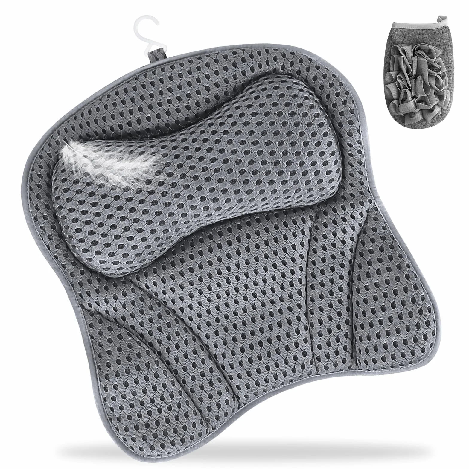 Oreiller de Bain Ergonomique avec Technologie 4D Air Mesh et 6 Ventouses pour Baignoire et Spa