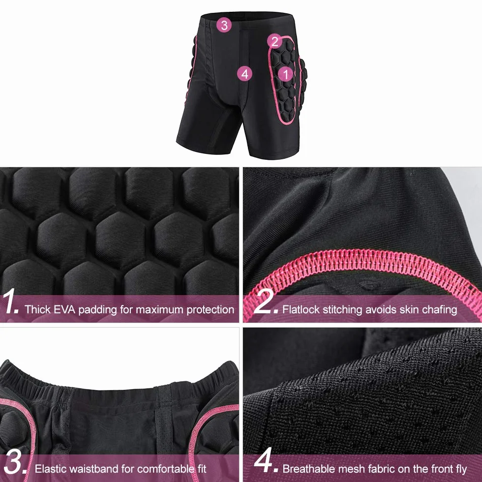 Karlak Short de ski de protection des hanches, short rembourré de protection des hanches pour femme, short de protection des hanches pour snowboard, patinage, ski, équitation