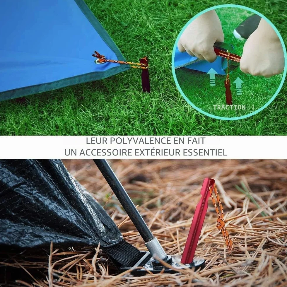 Piquets Tente, Sardines Tente Camping 18 cm avec Pochette de Rangement, Lot de 12