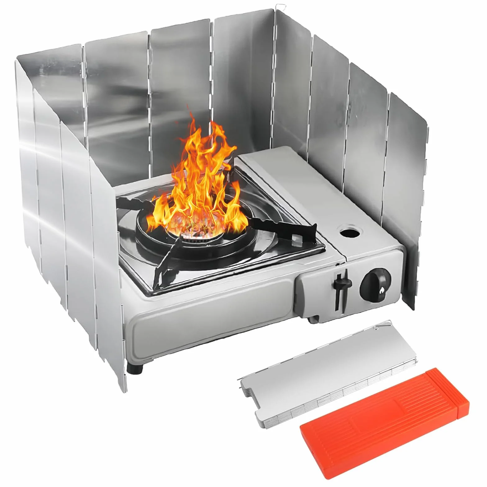 Pare-Vent Pliable Aluminium Plaques Pare-Brise de Camping Pare Vent Rechaud Gaz Camping Plein Air Pare-Brise pour Cuisinière à Gaz Pique-Nique Rechaud de Camping